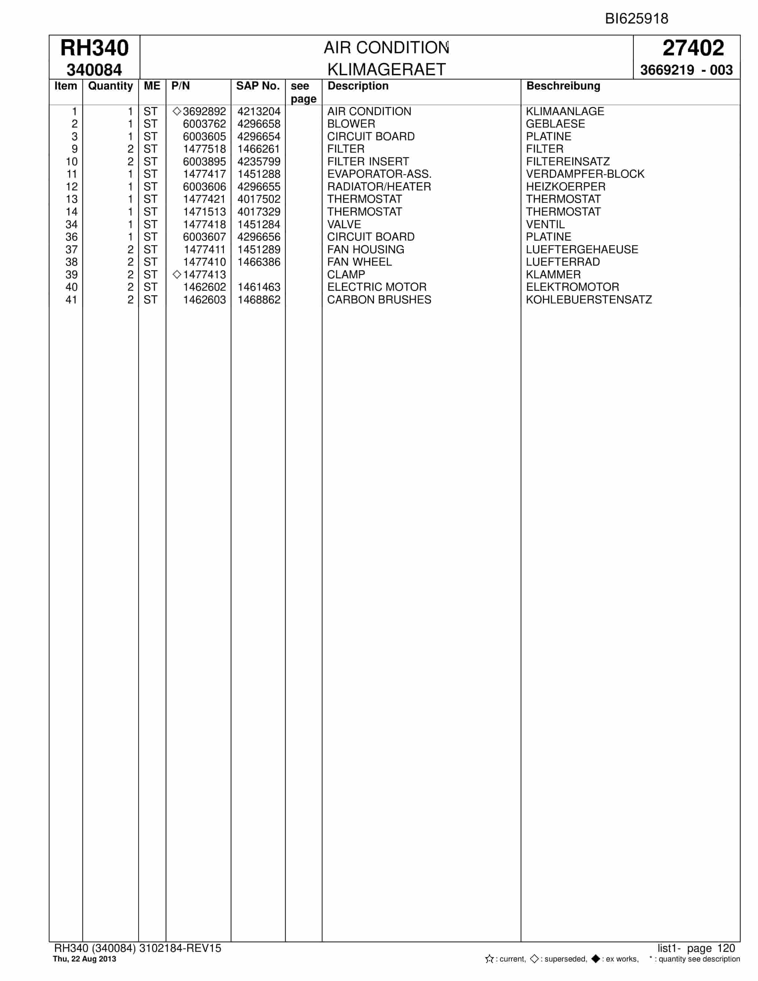 Bucyrus RH340 Hydraulic Excavator Parts Catalog BI625918-3