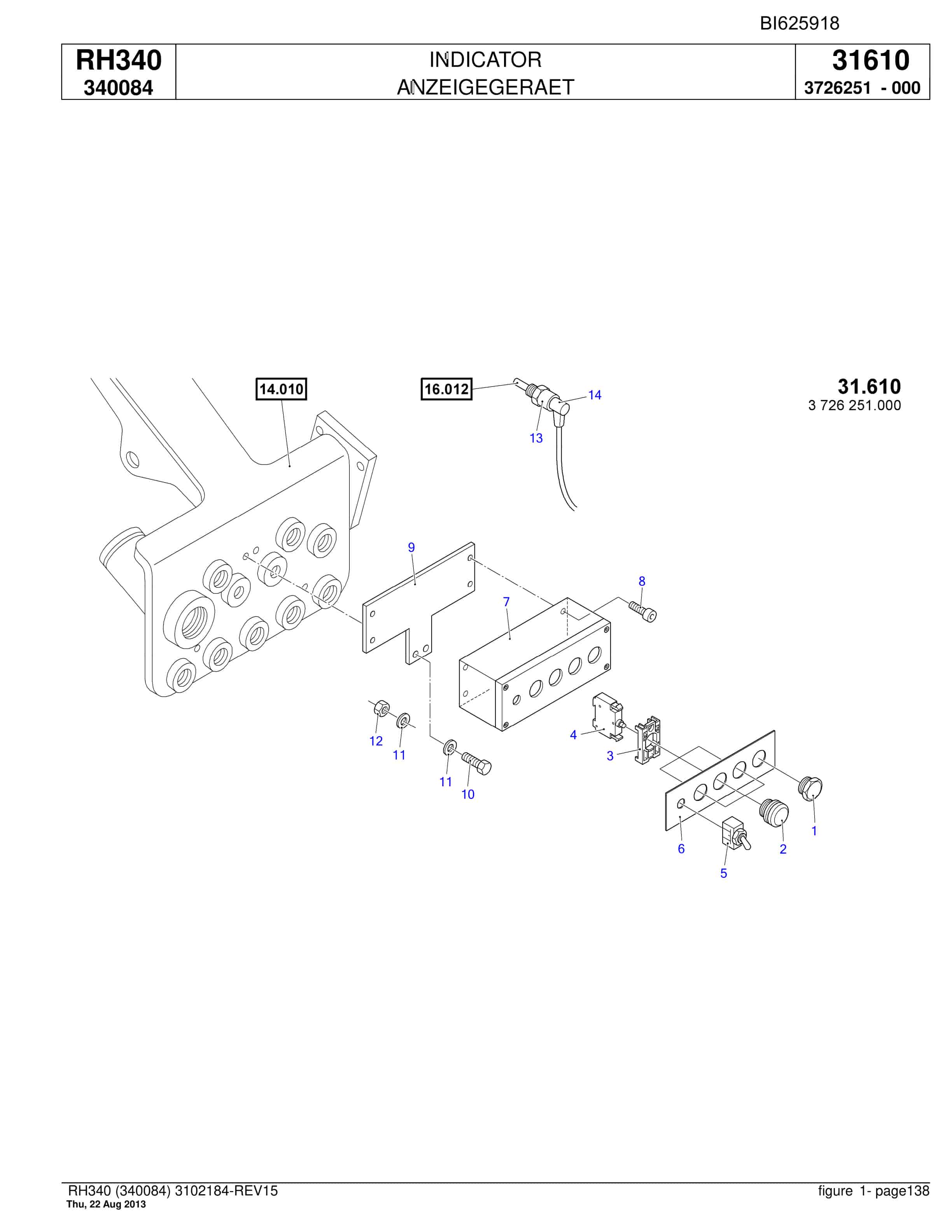 Bucyrus RH340 Hydraulic Excavator Parts Catalog BI625918-4