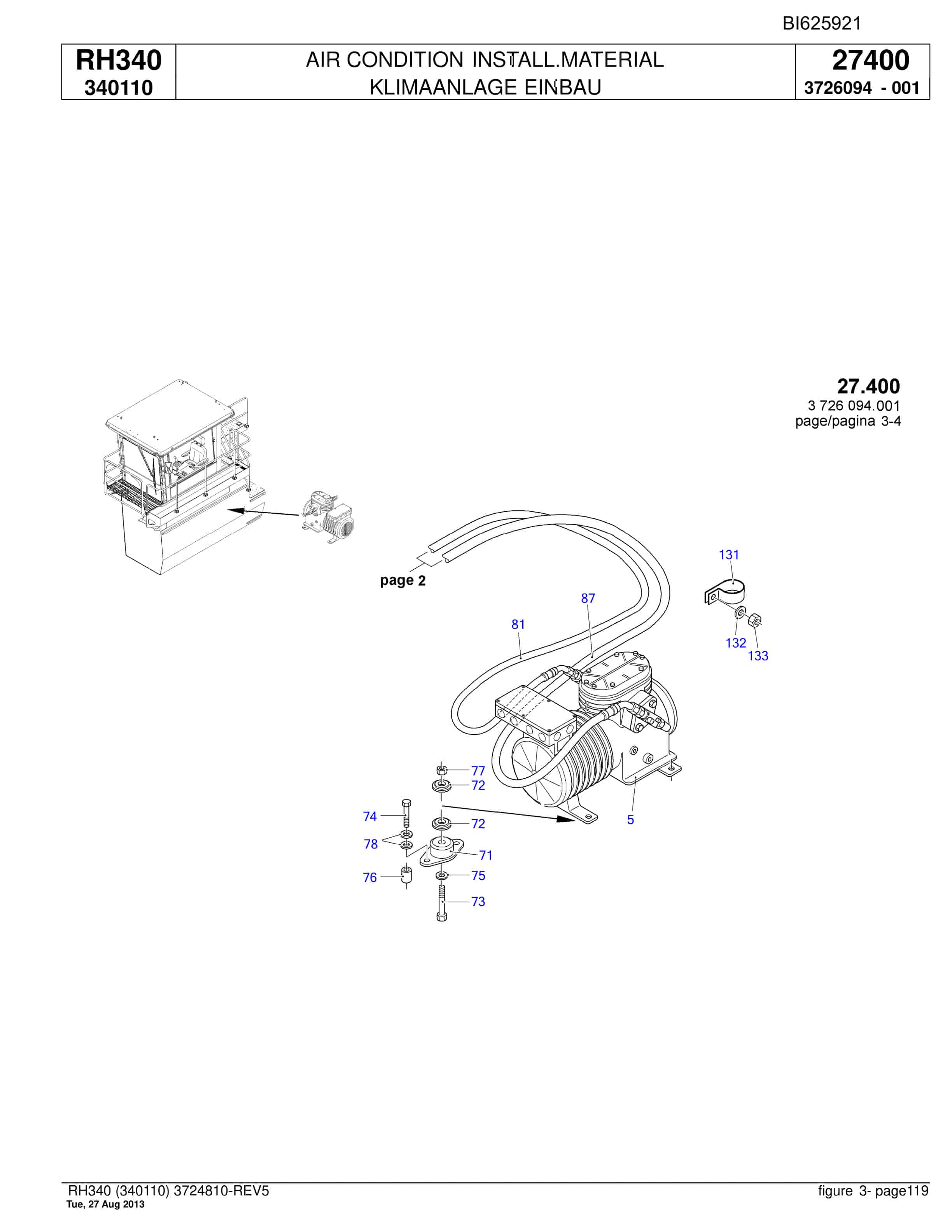 Bucyrus RH340 Hydraulic Excavator Parts Catalog BI625921-3
