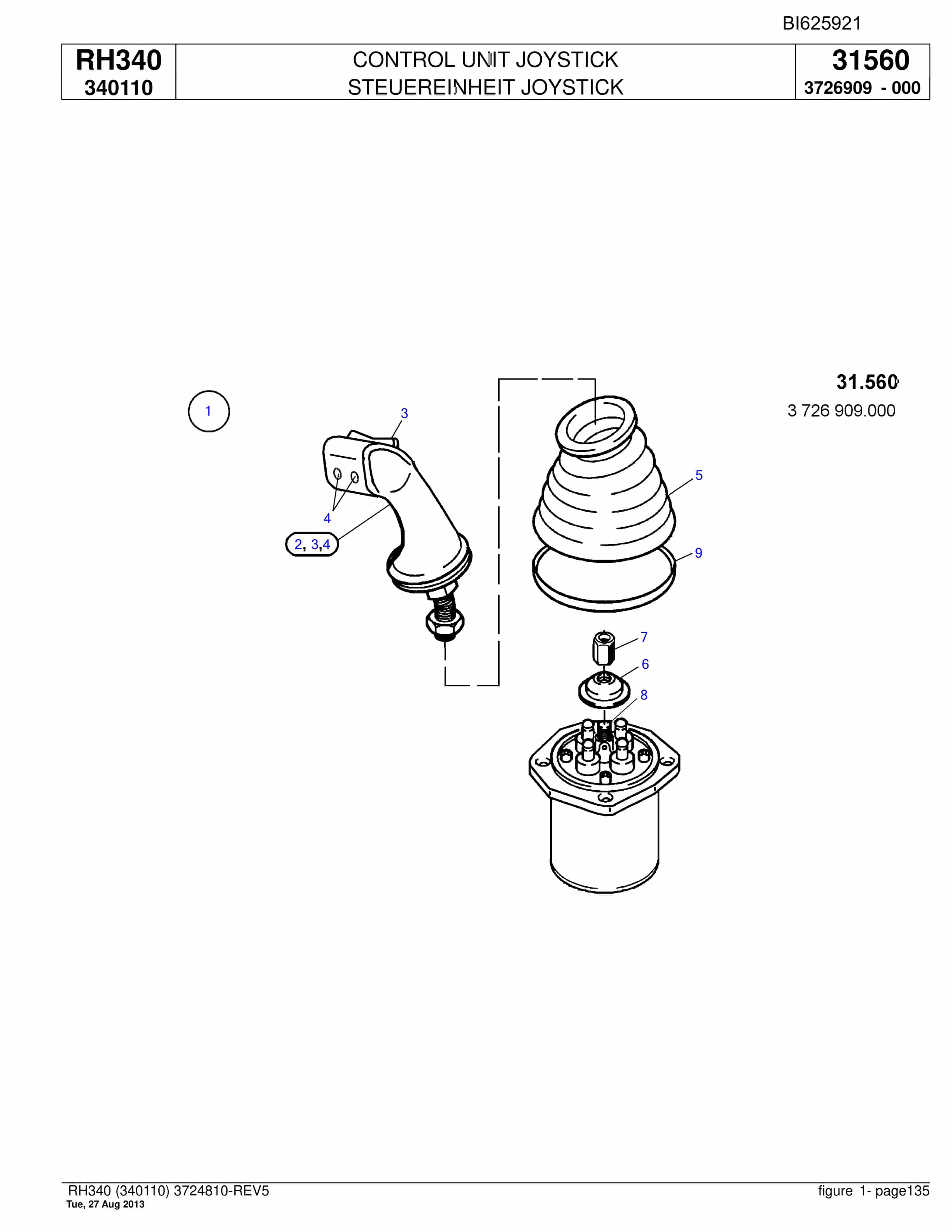 Bucyrus RH340 Hydraulic Excavator Parts Catalog BI625921-4