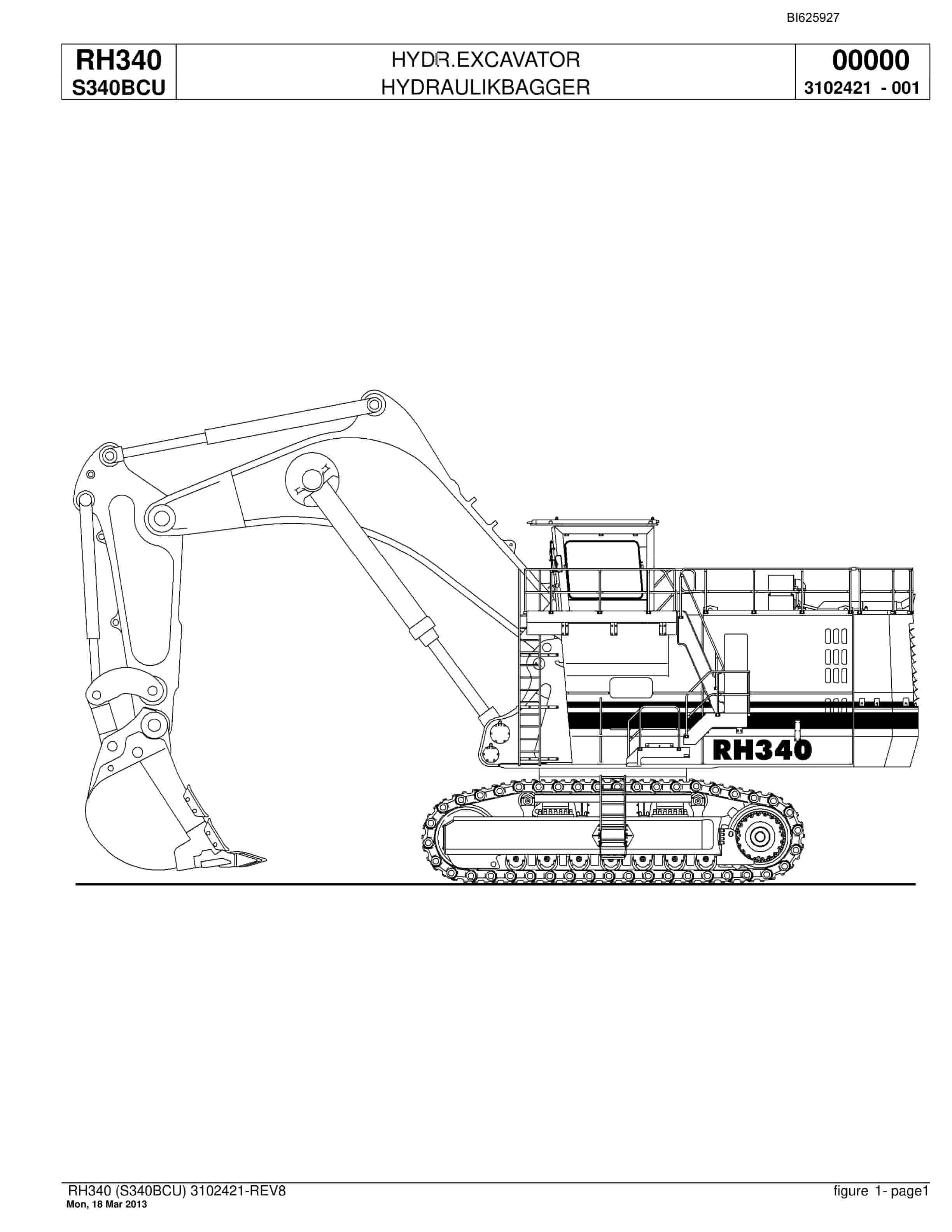 Bucyrus RH340 Hydraulic Excavator Parts Catalog BI625927