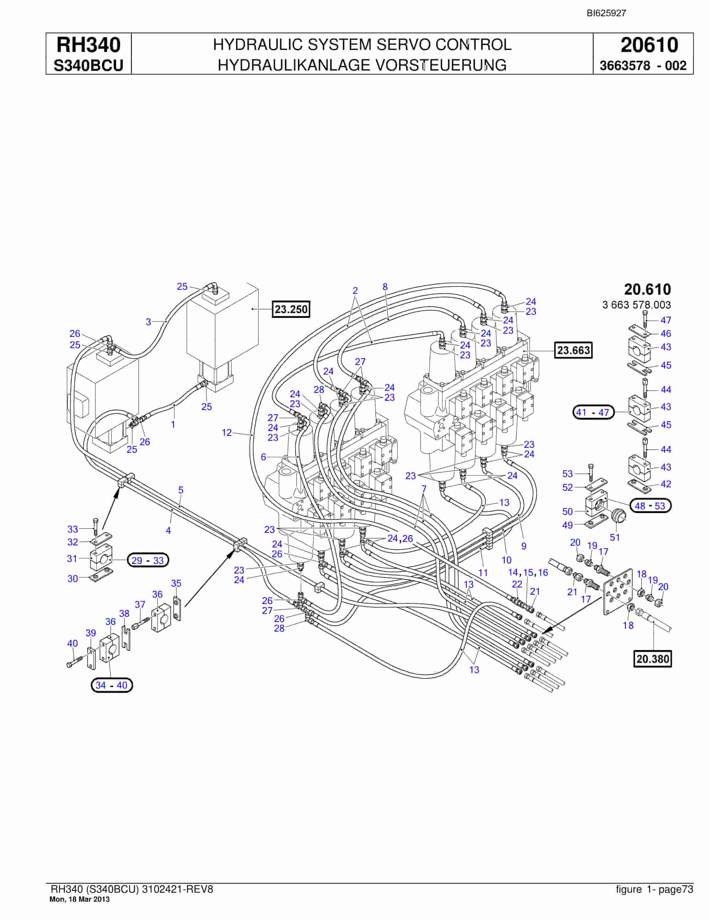 Bucyrus RH340 Hydraulic Excavator Parts Catalog BI625927-2