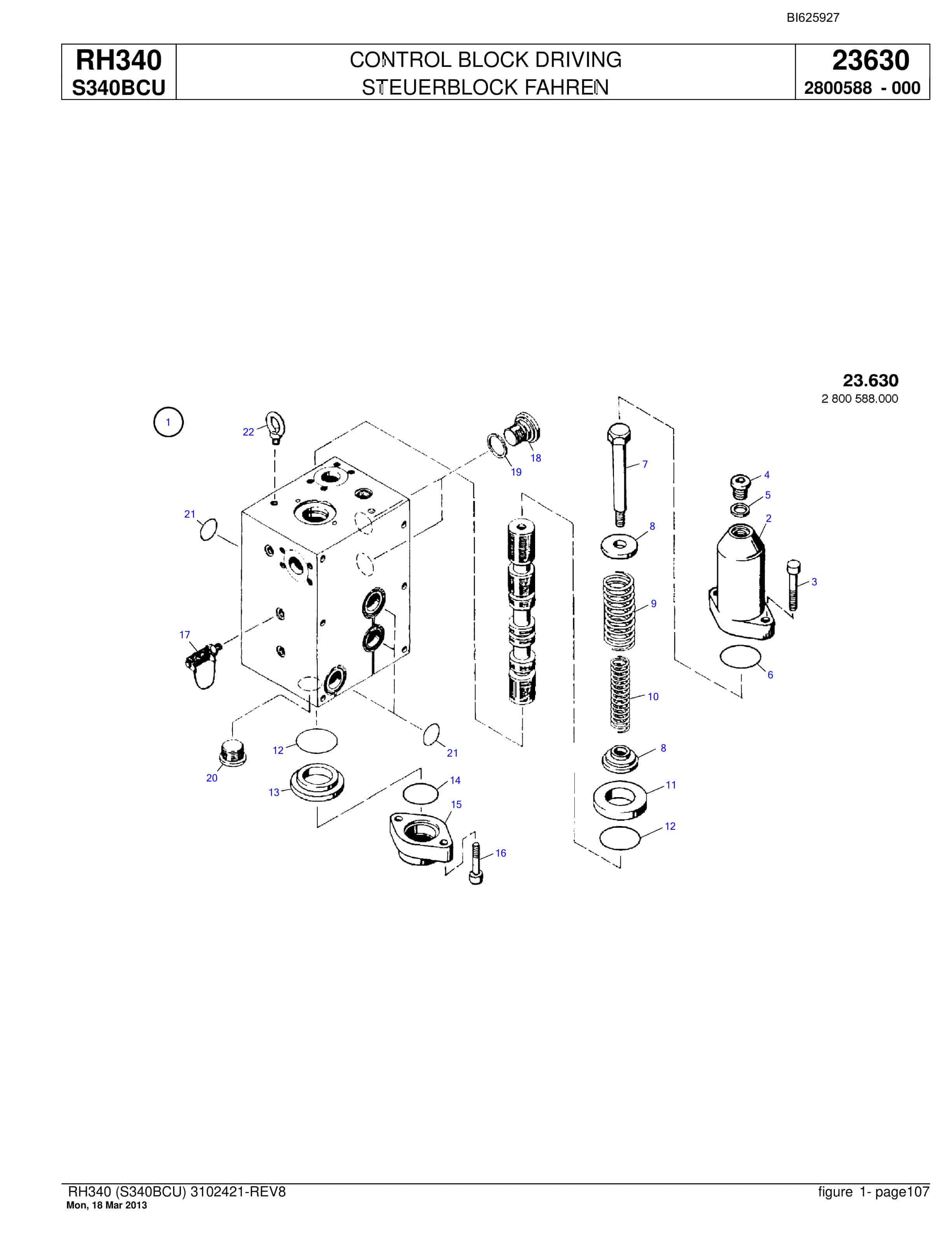 Bucyrus RH340 Hydraulic Excavator Parts Catalog BI625927-3
