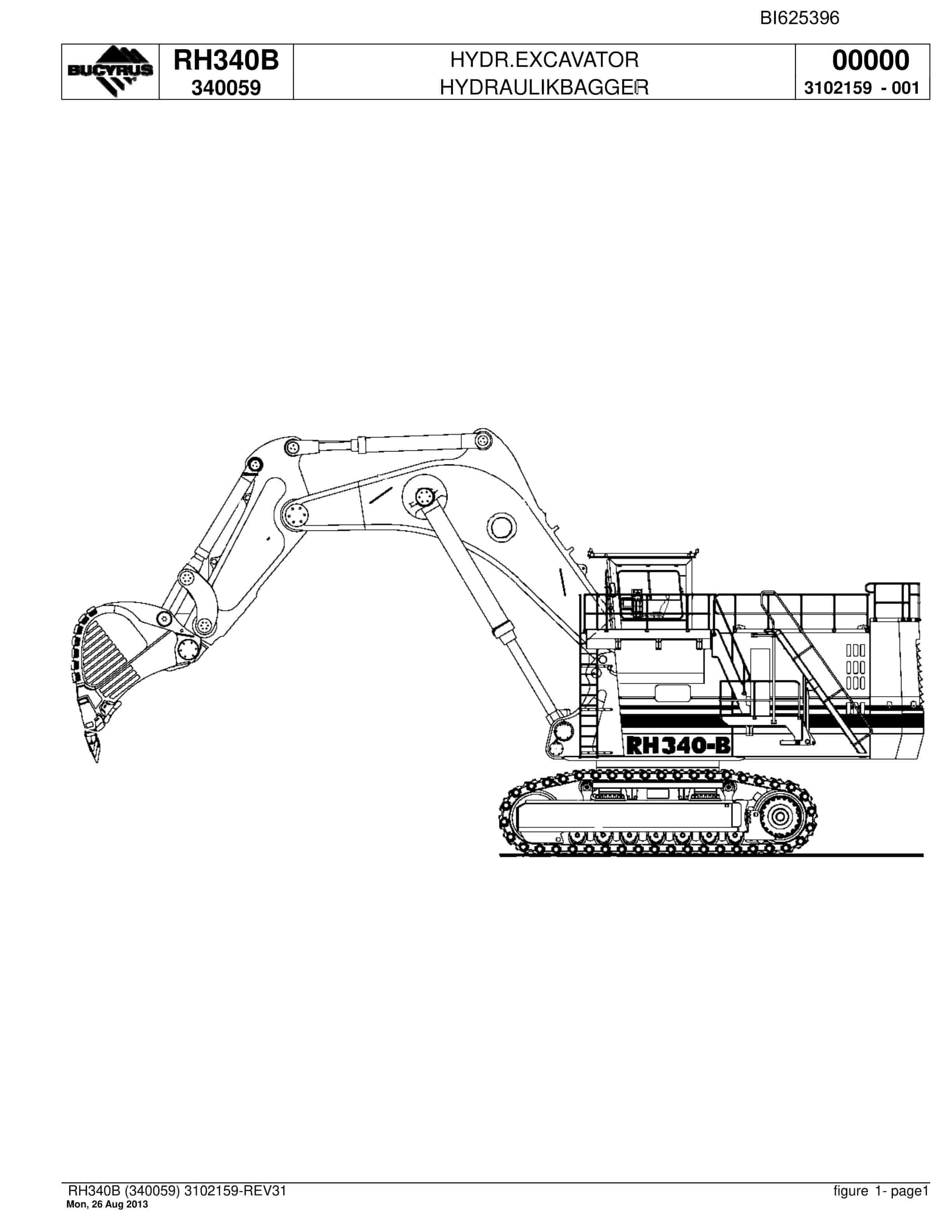 Bucyrus RH340B Hydraulic Excavator Parts Catalog BI625396
