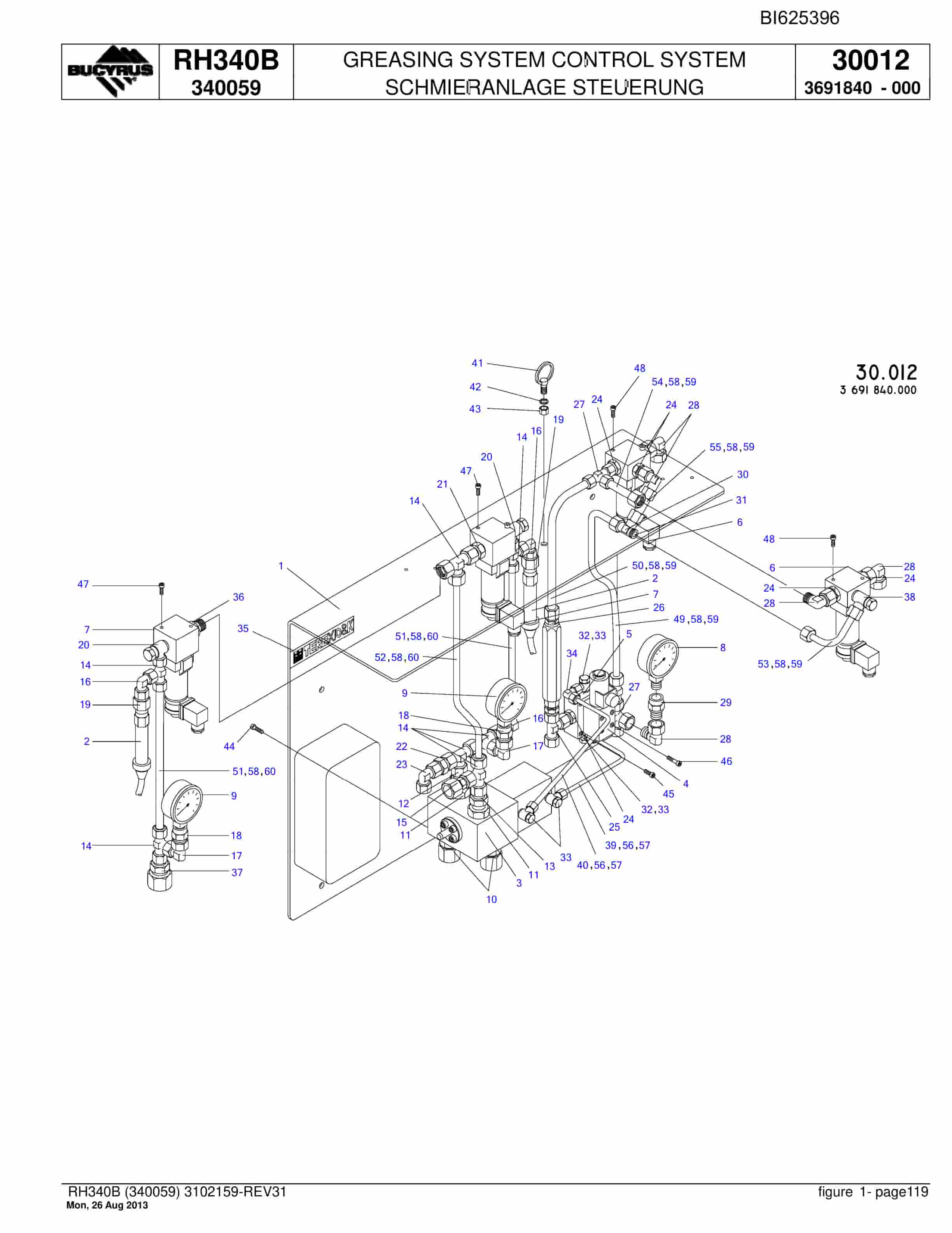 Bucyrus RH340B Hydraulic Excavator Parts Catalog BI625396-4