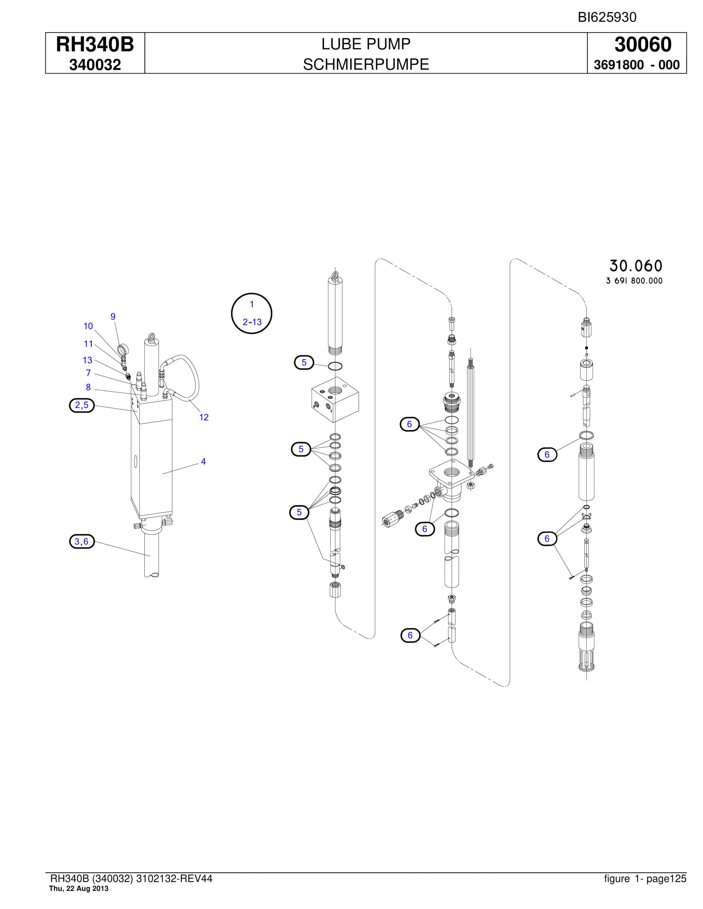 Bucyrus RH340B Hydraulic Excavator Parts Catalog BI625930-4