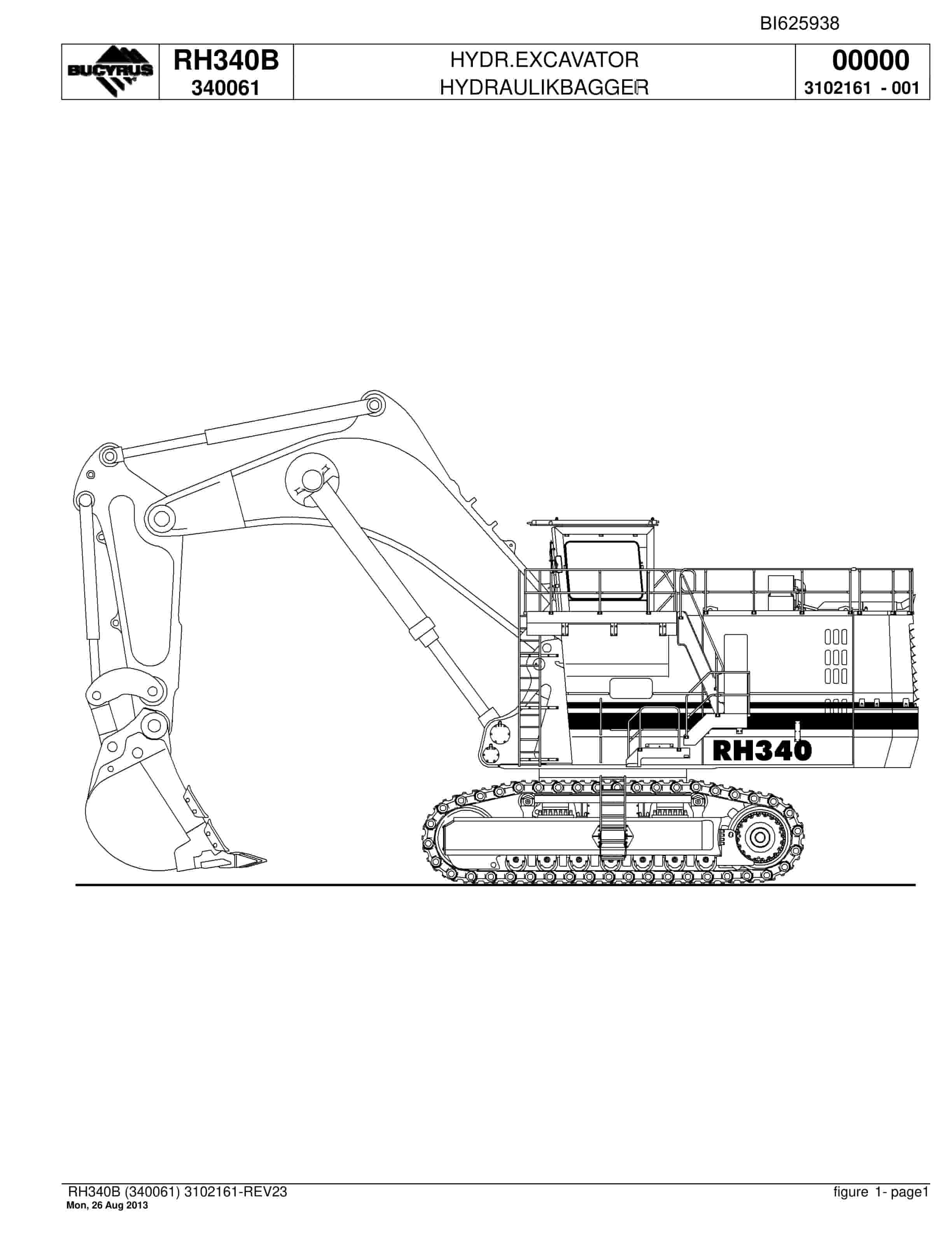 Bucyrus RH340B Hydraulic Excavator Parts Catalog BI625938