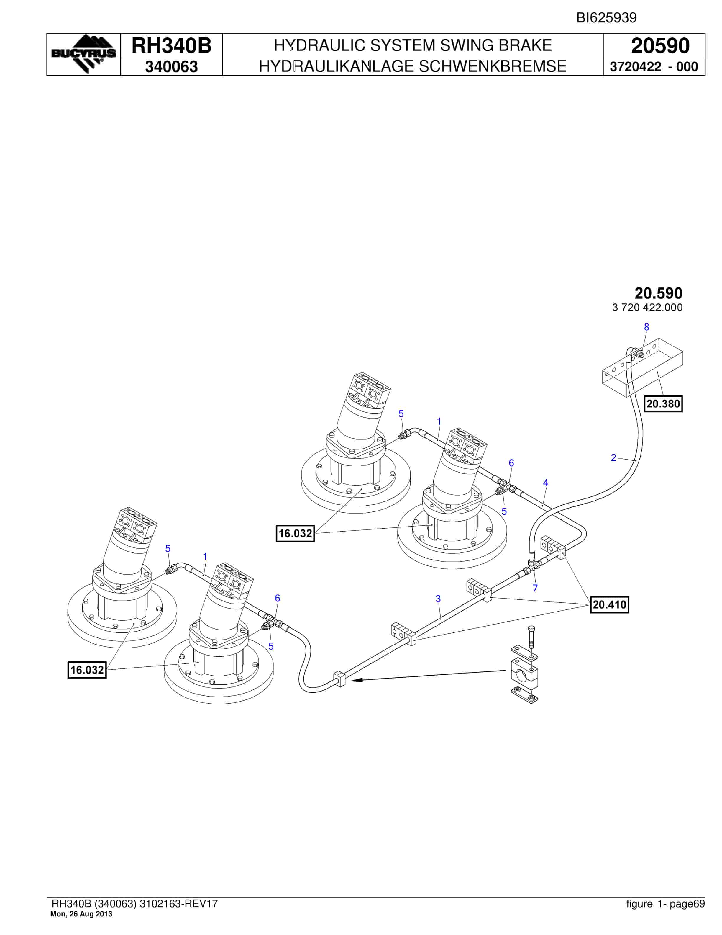 Bucyrus RH340B Hydraulic Excavator Parts Catalog BI625939-2