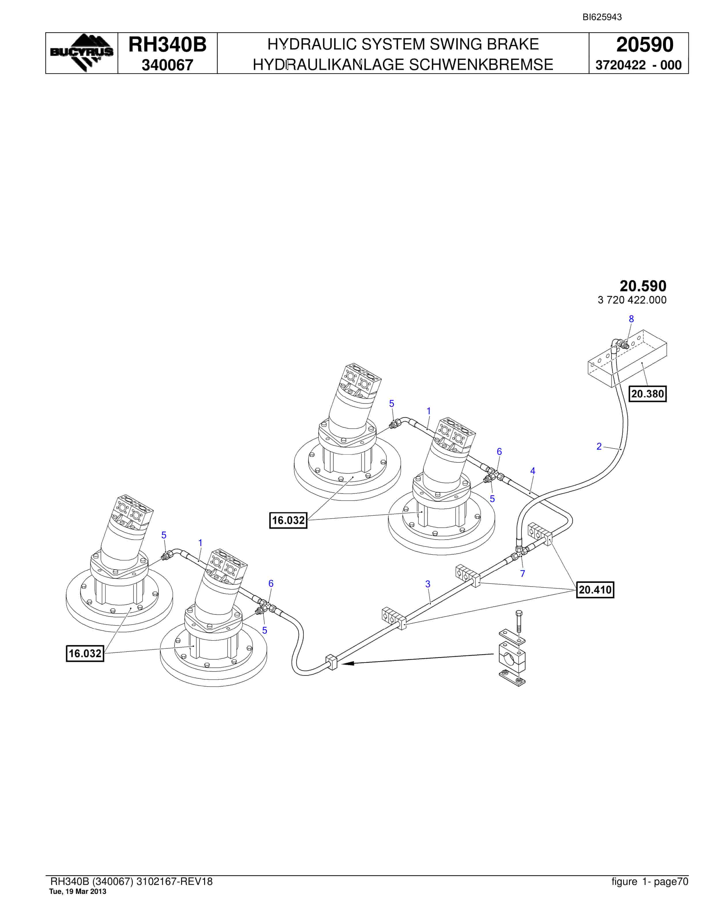 Bucyrus RH340B Hydraulic Excavator Parts Catalog BI625943-2