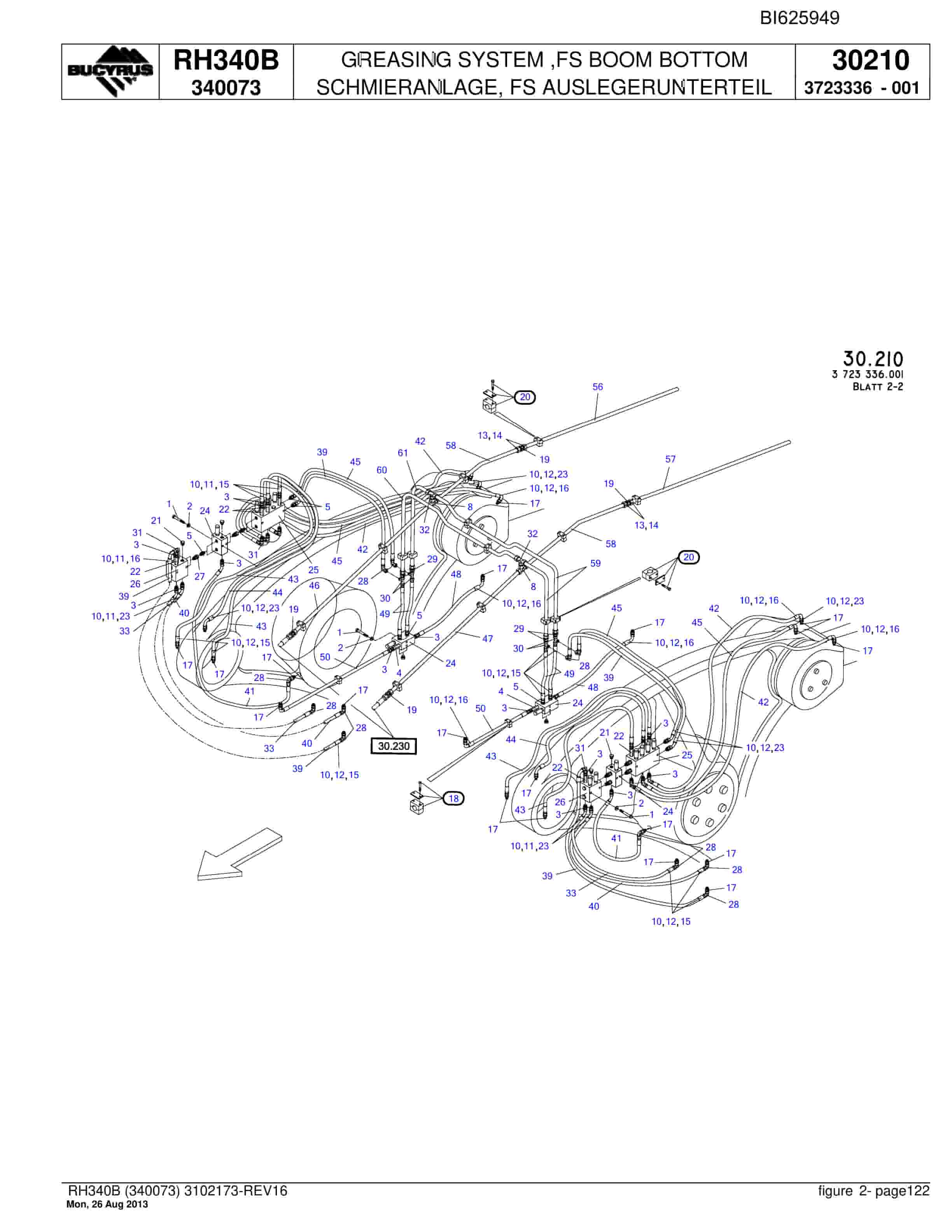 Bucyrus RH340B Hydraulic Excavator Parts Catalog BI625949-4