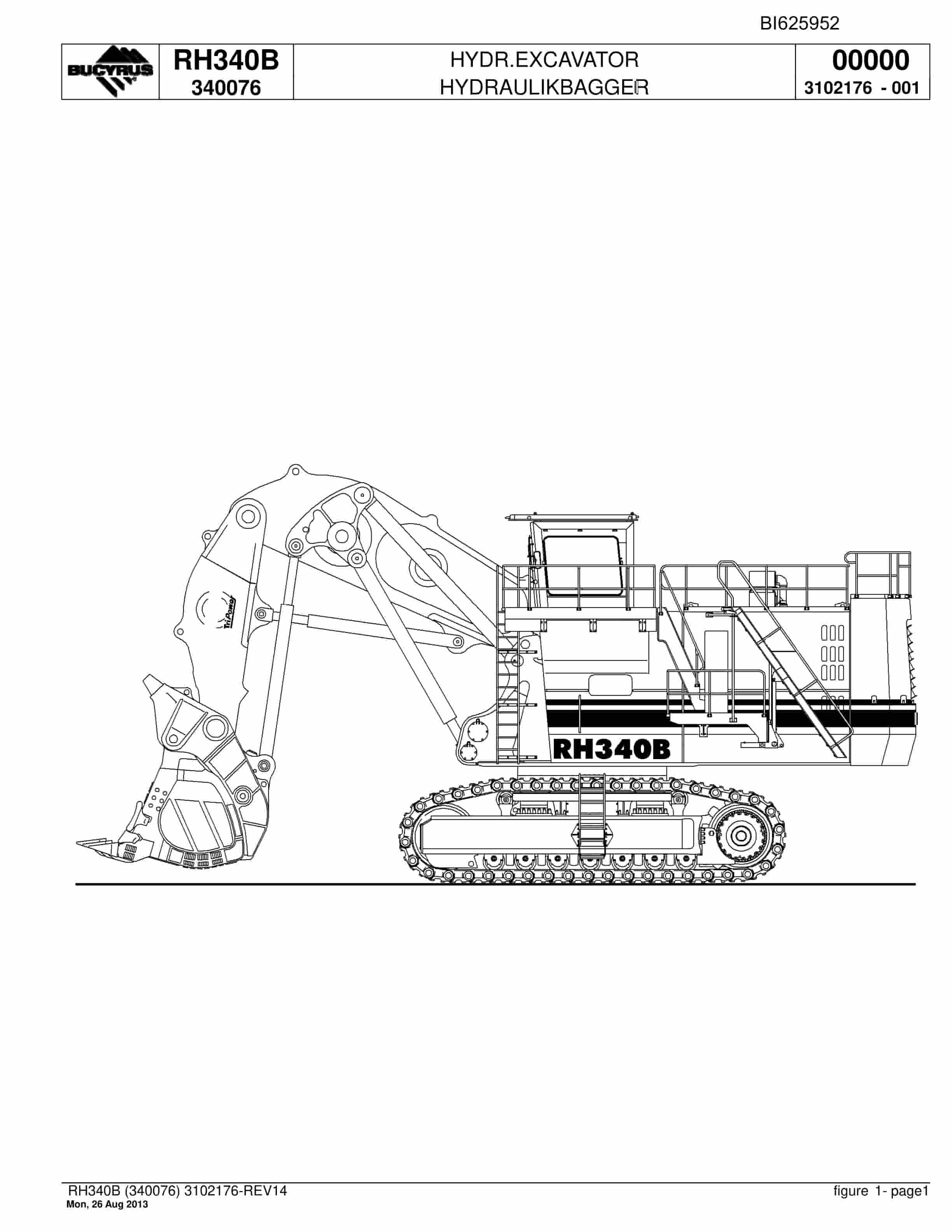 Bucyrus RH340B Hydraulic Excavator Parts Catalog BI625952