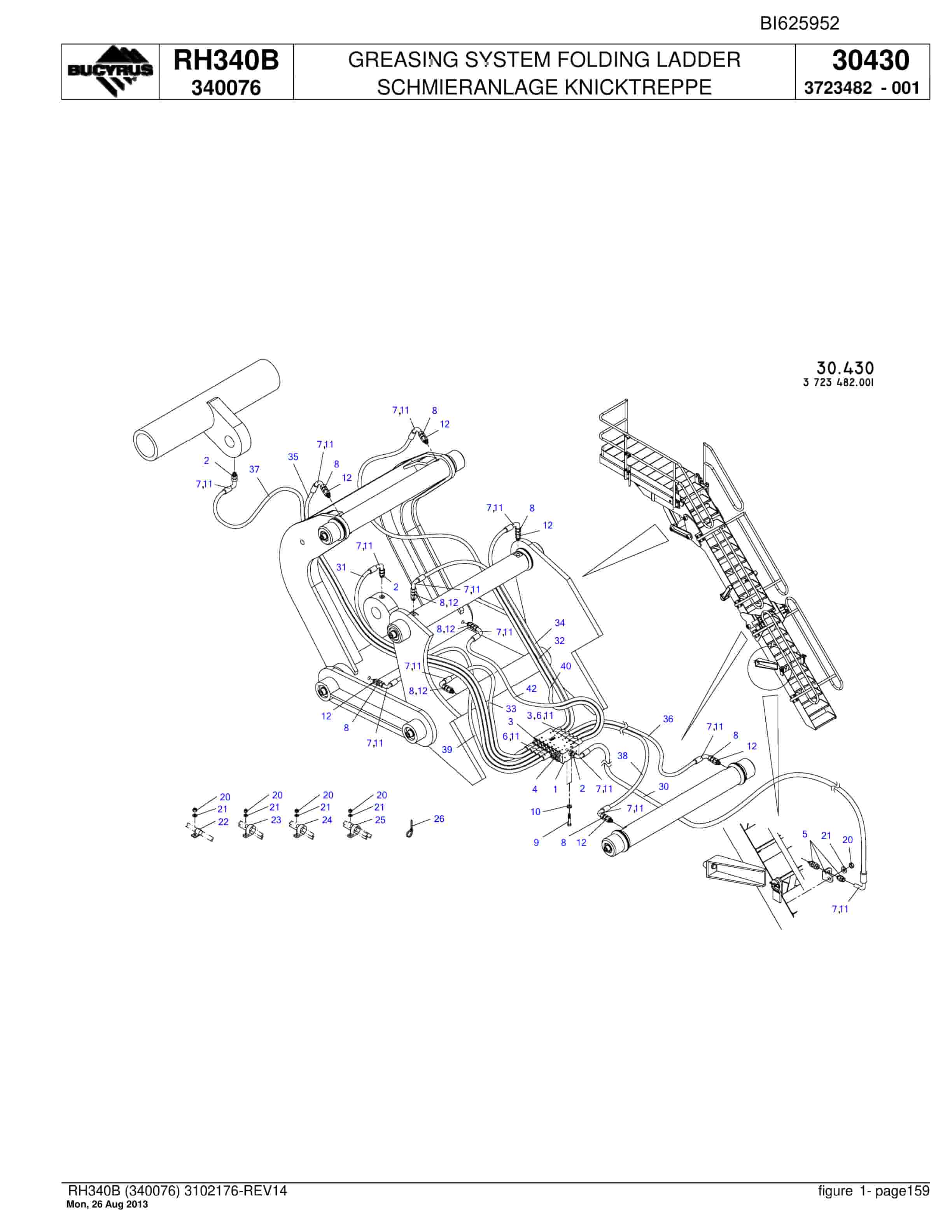Bucyrus RH340B Hydraulic Excavator Parts Catalog BI625952-4