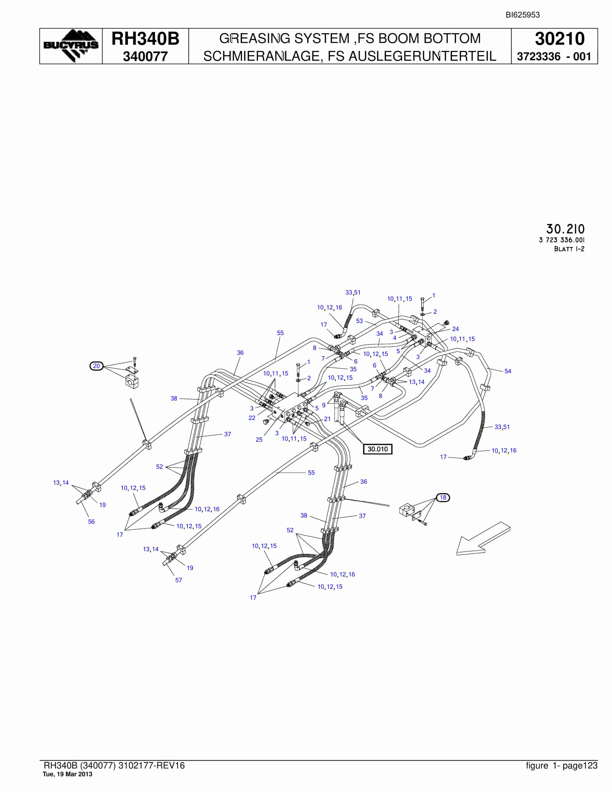 Bucyrus RH340B Hydraulic Excavator Parts Catalog BI625953-4