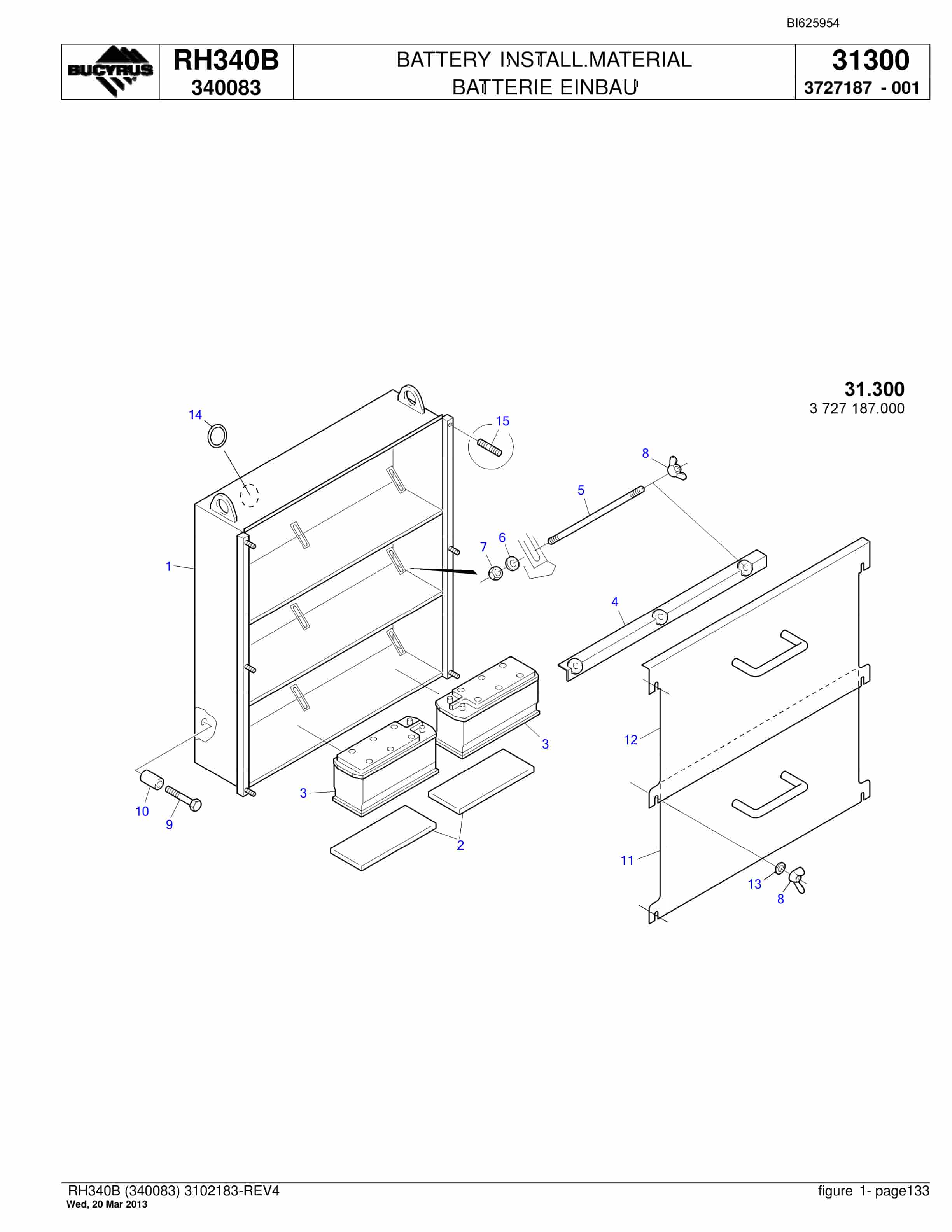 Bucyrus RH340B Hydraulic Excavator Parts Catalog BI625954-4