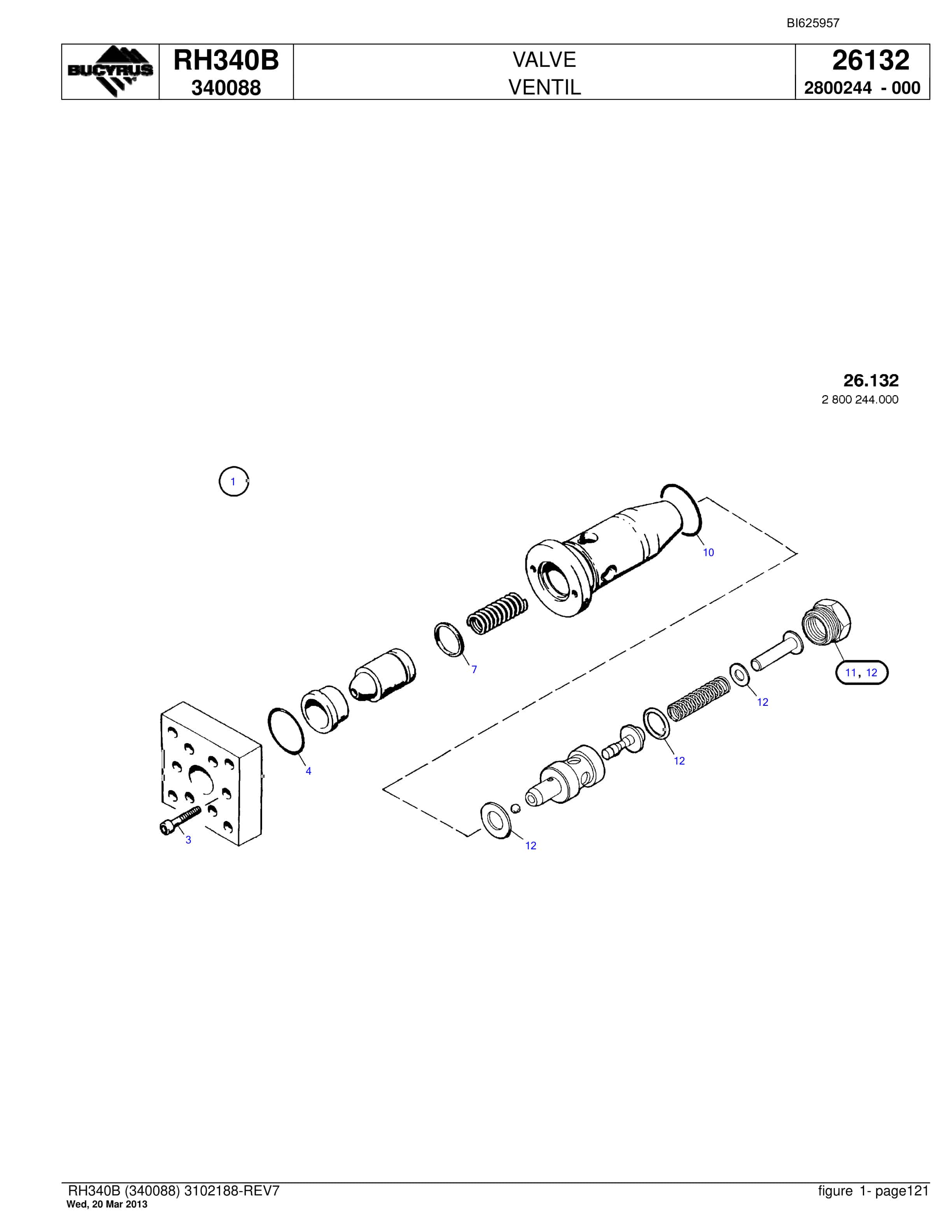 Bucyrus RH340B Hydraulic Excavator Parts Catalog BI625957-3