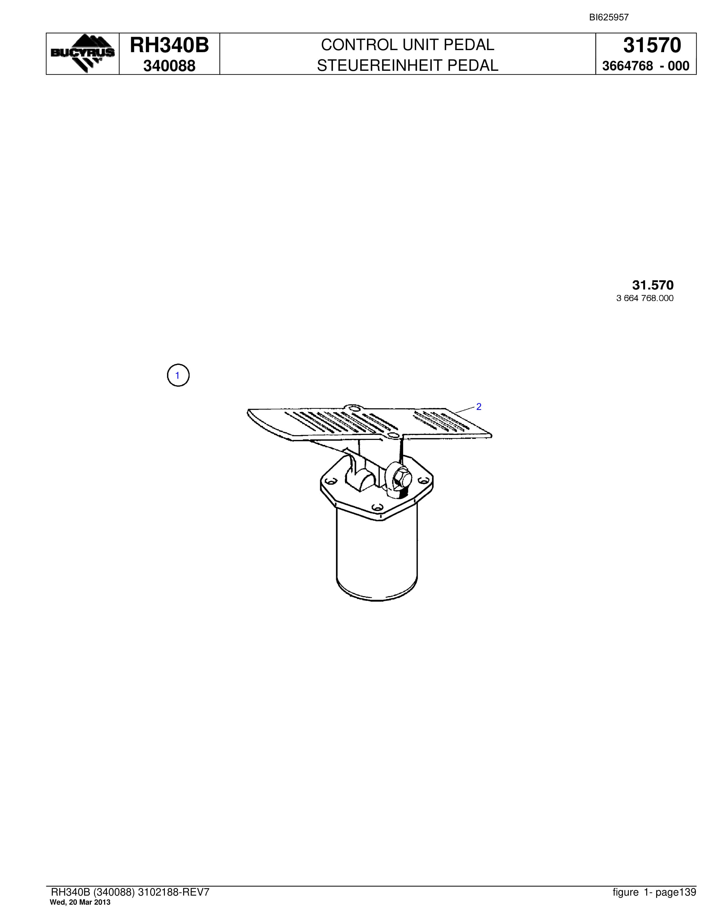 Bucyrus RH340B Hydraulic Excavator Parts Catalog BI625957-4