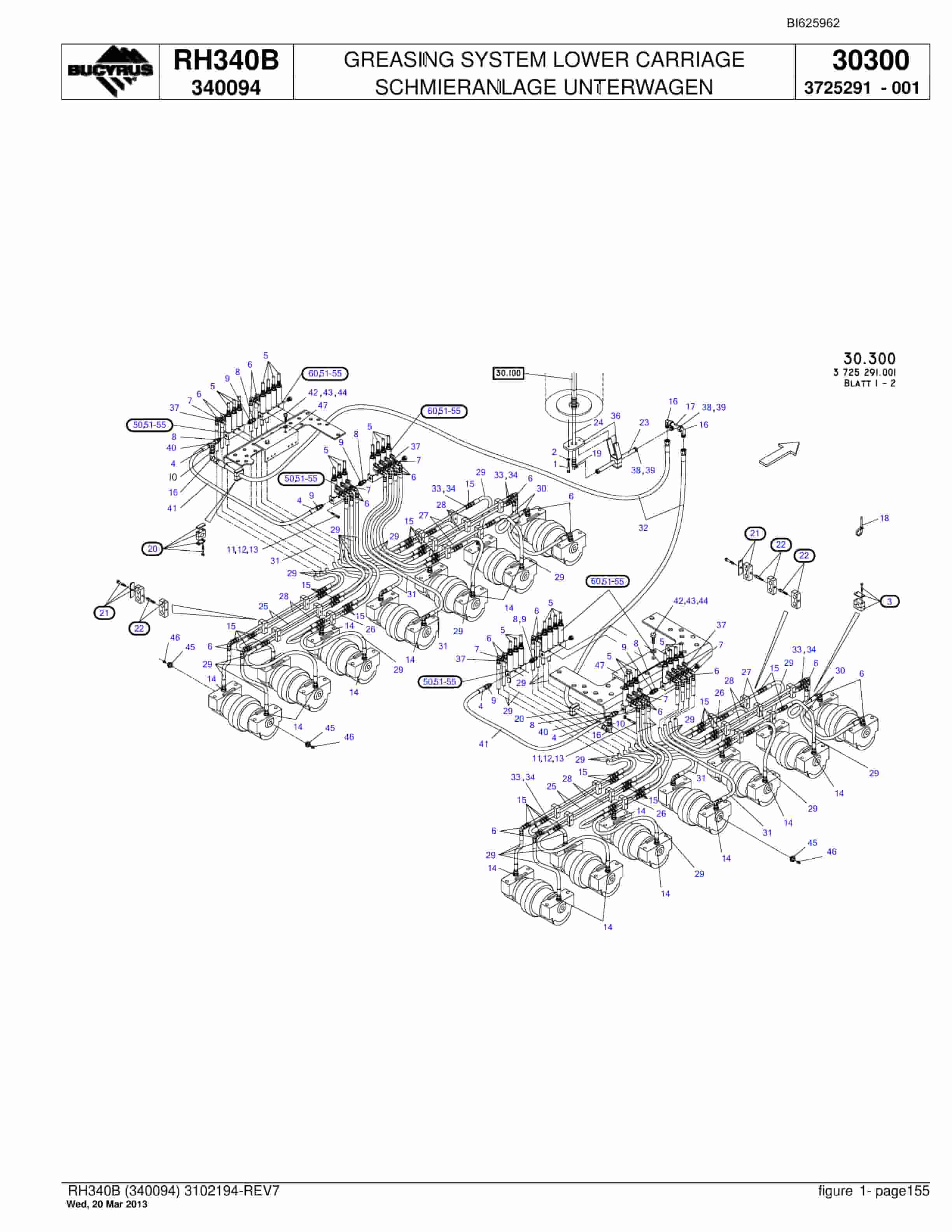 Bucyrus RH340B Hydraulic Excavator Parts Catalog BI625962-4