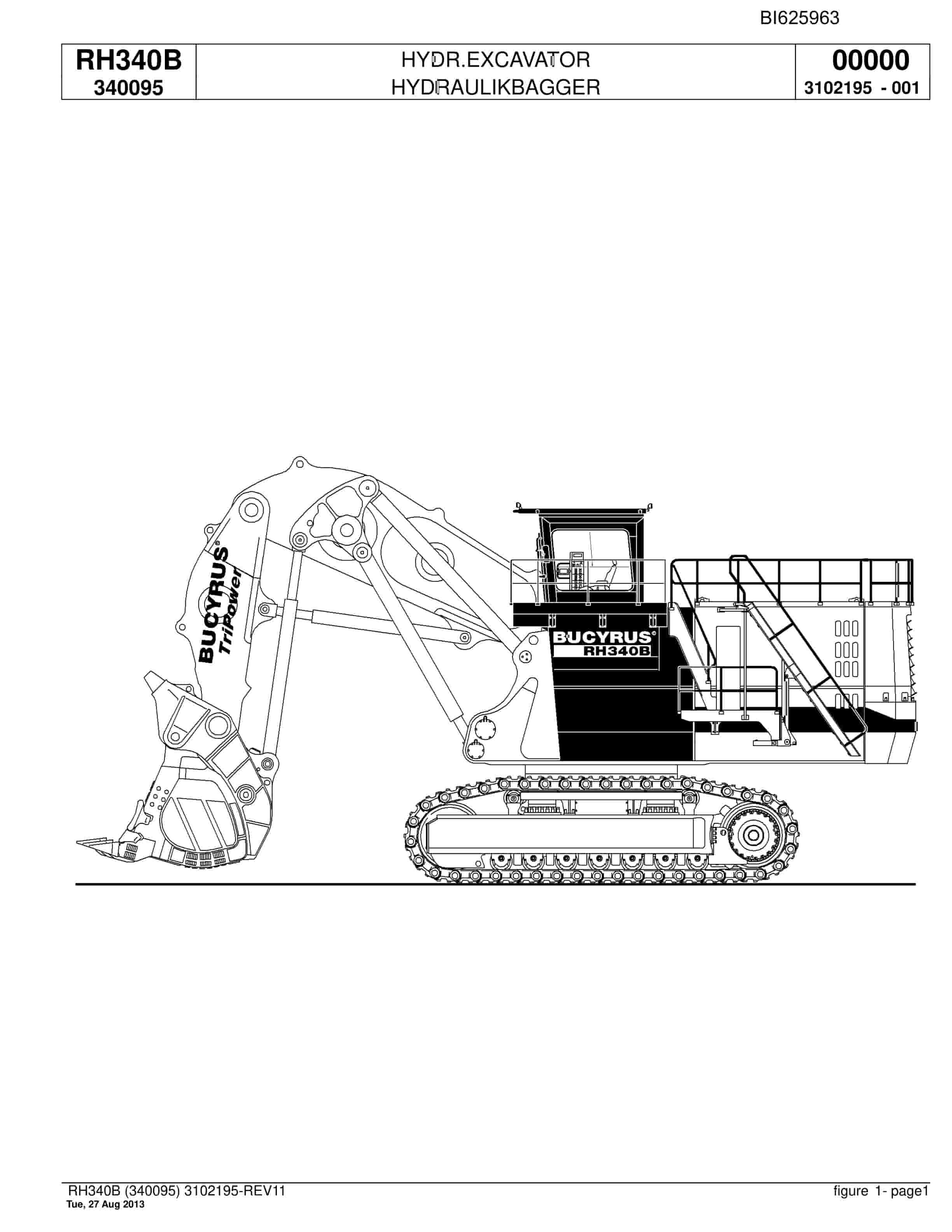 Bucyrus RH340B Hydraulic Excavator Parts Catalog BI625963