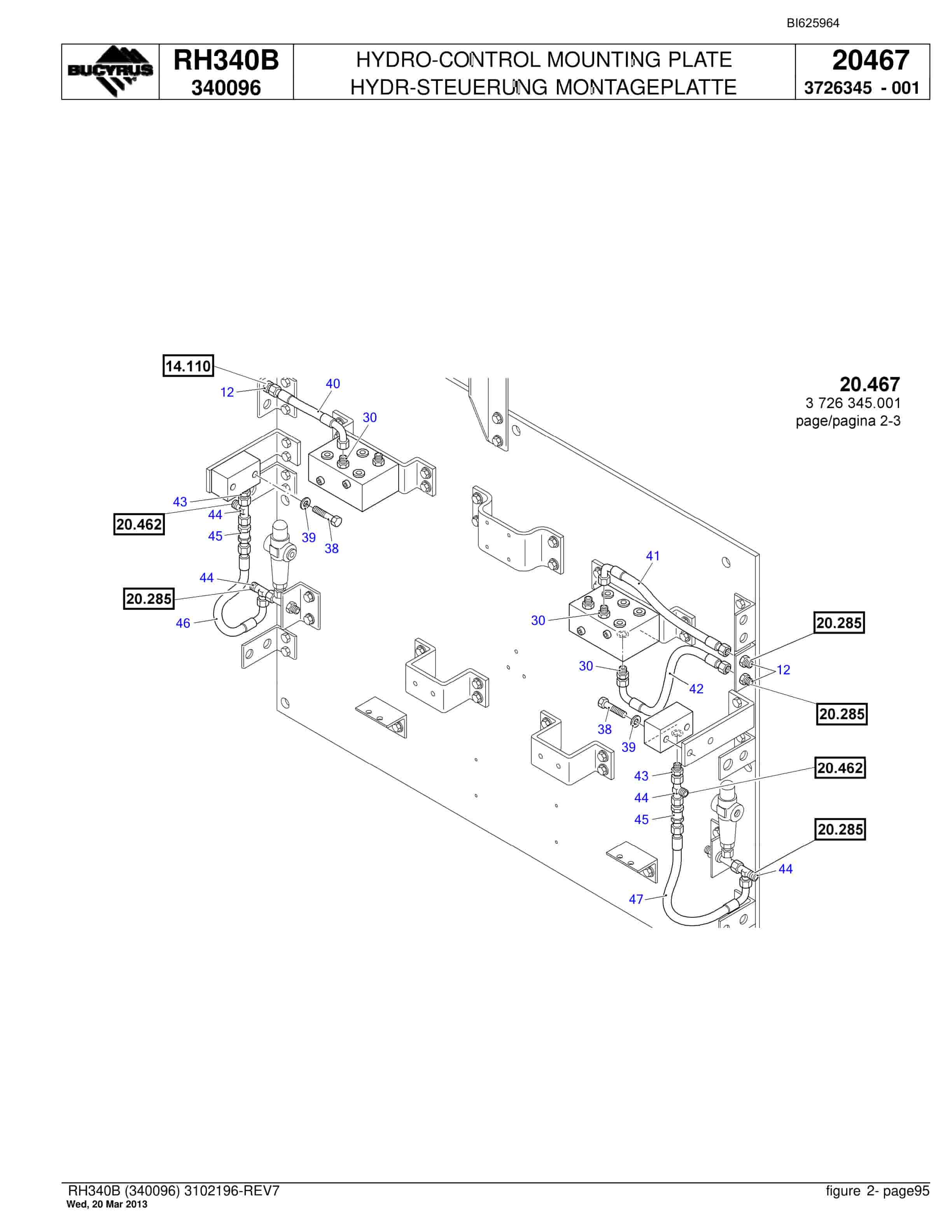 Bucyrus RH340B Hydraulic Excavator Parts Catalog BI625964-2