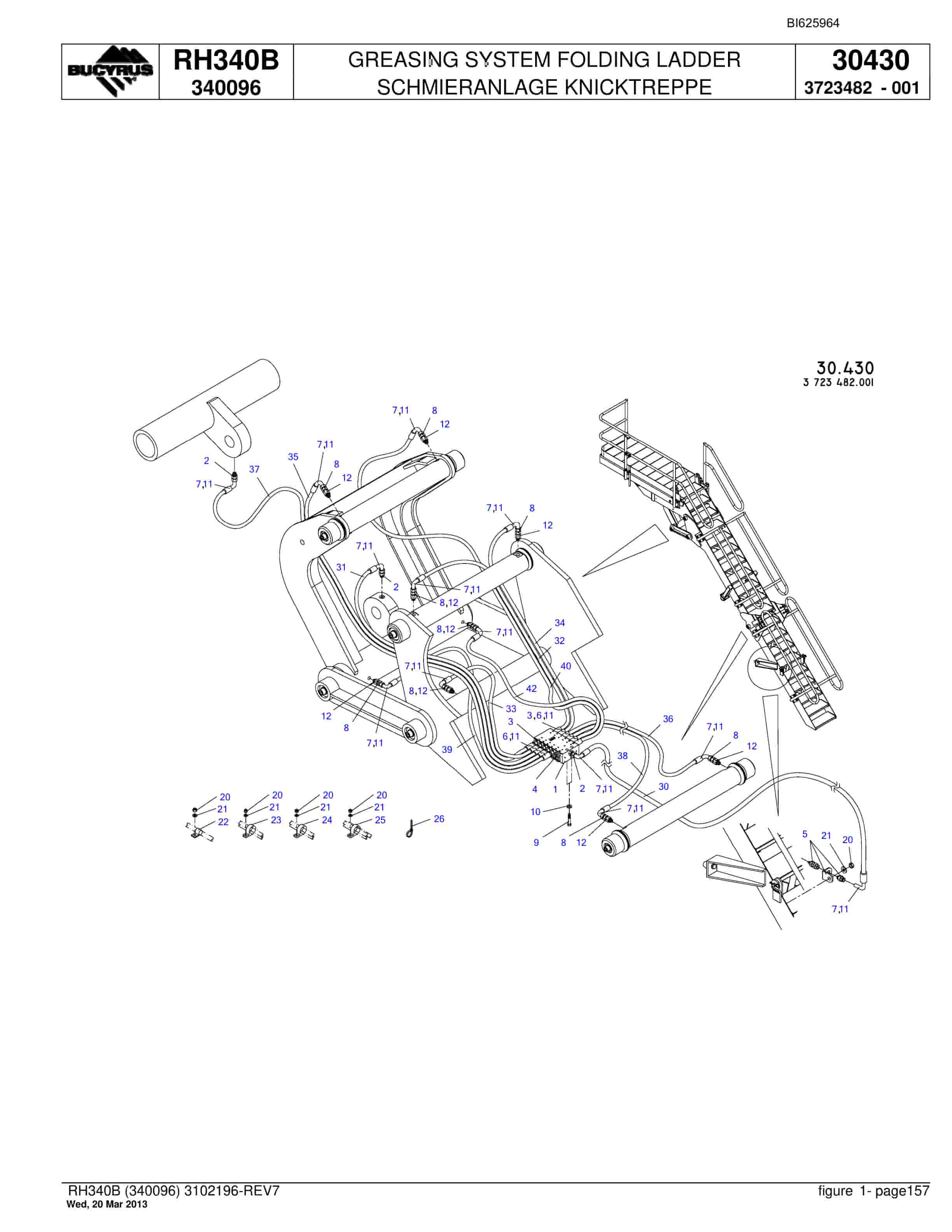 Bucyrus RH340B Hydraulic Excavator Parts Catalog BI625964-4