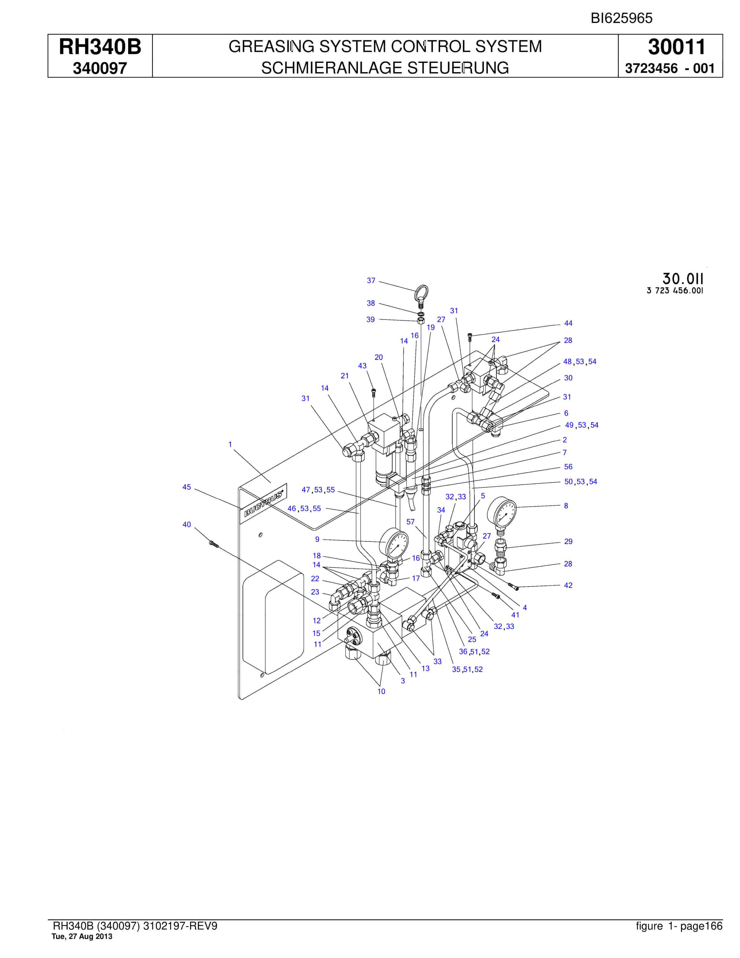 Bucyrus RH340B Hydraulic Excavator Parts Catalog BI625965-4