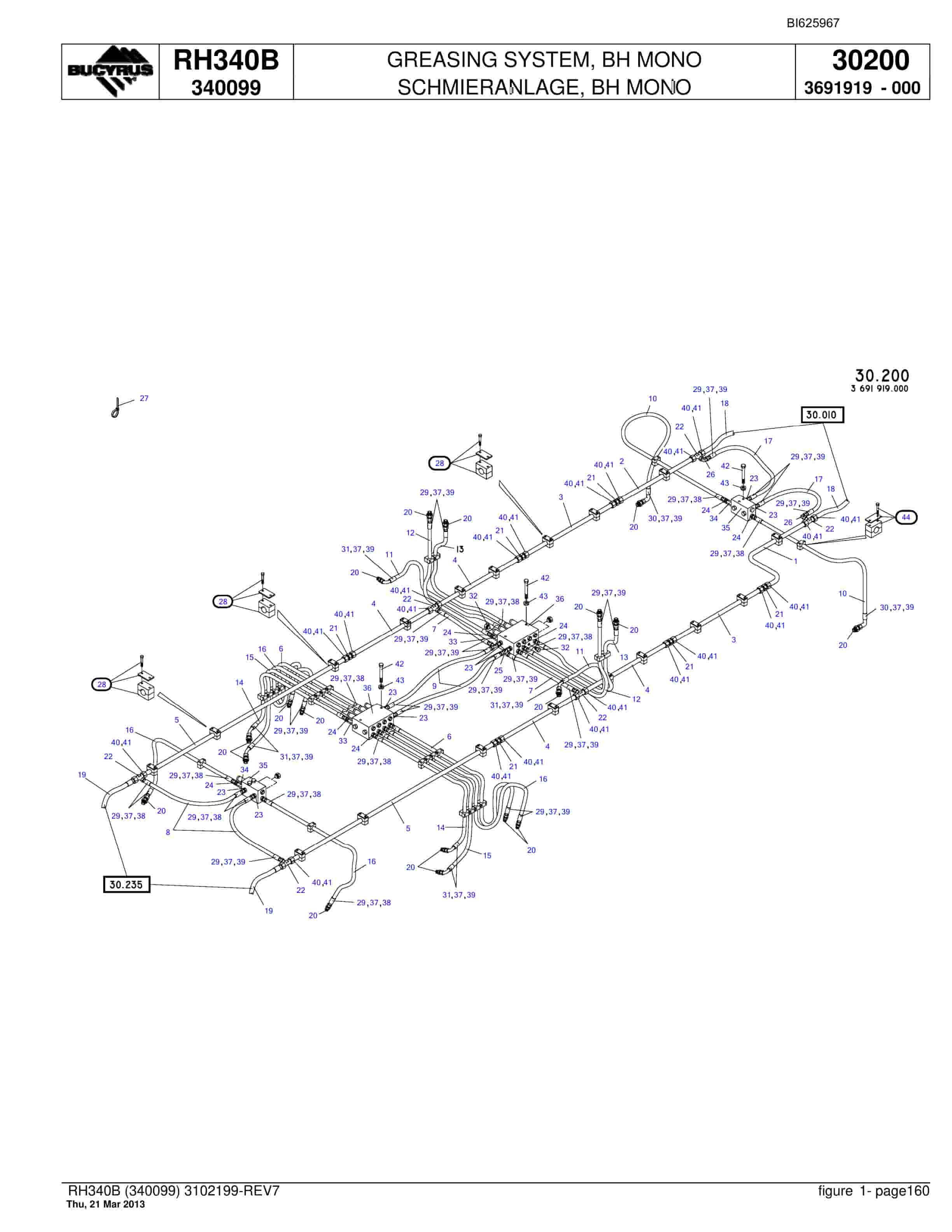 Bucyrus RH340B Hydraulic Excavator Parts Catalog BI625967-4