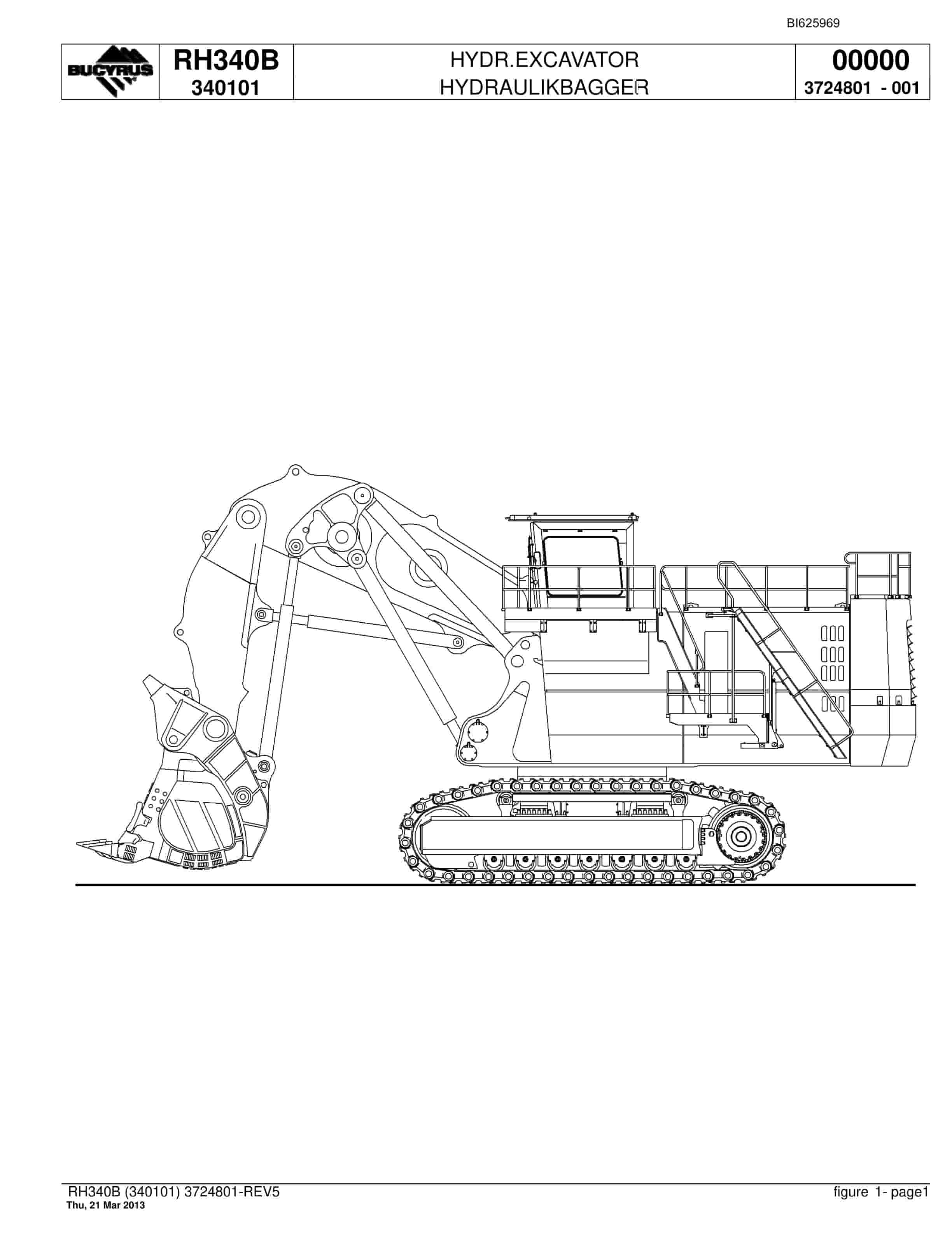 Bucyrus RH340B Hydraulic Excavator Parts Catalog BI625969