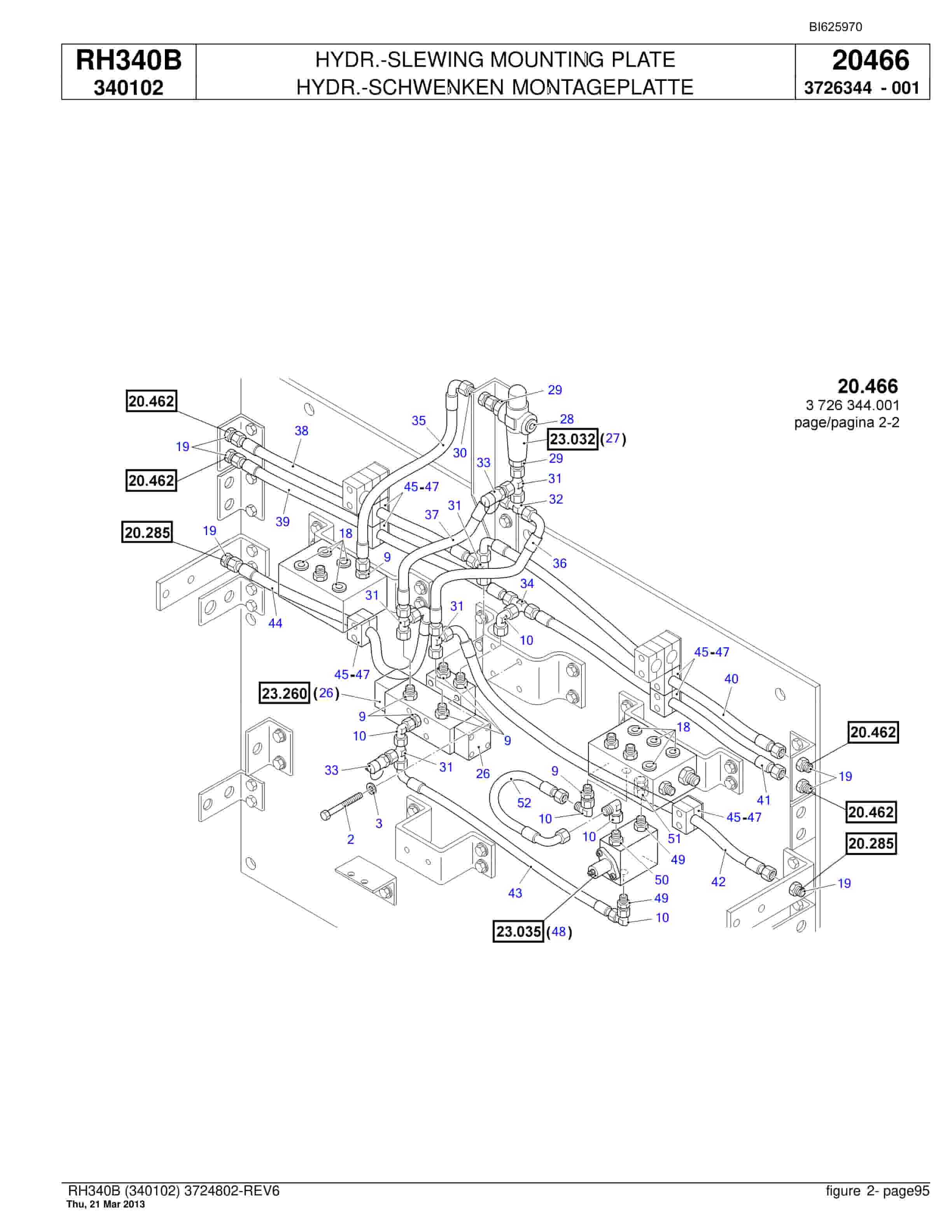 Bucyrus RH340B Hydraulic Excavator Parts Catalog BI625970-2