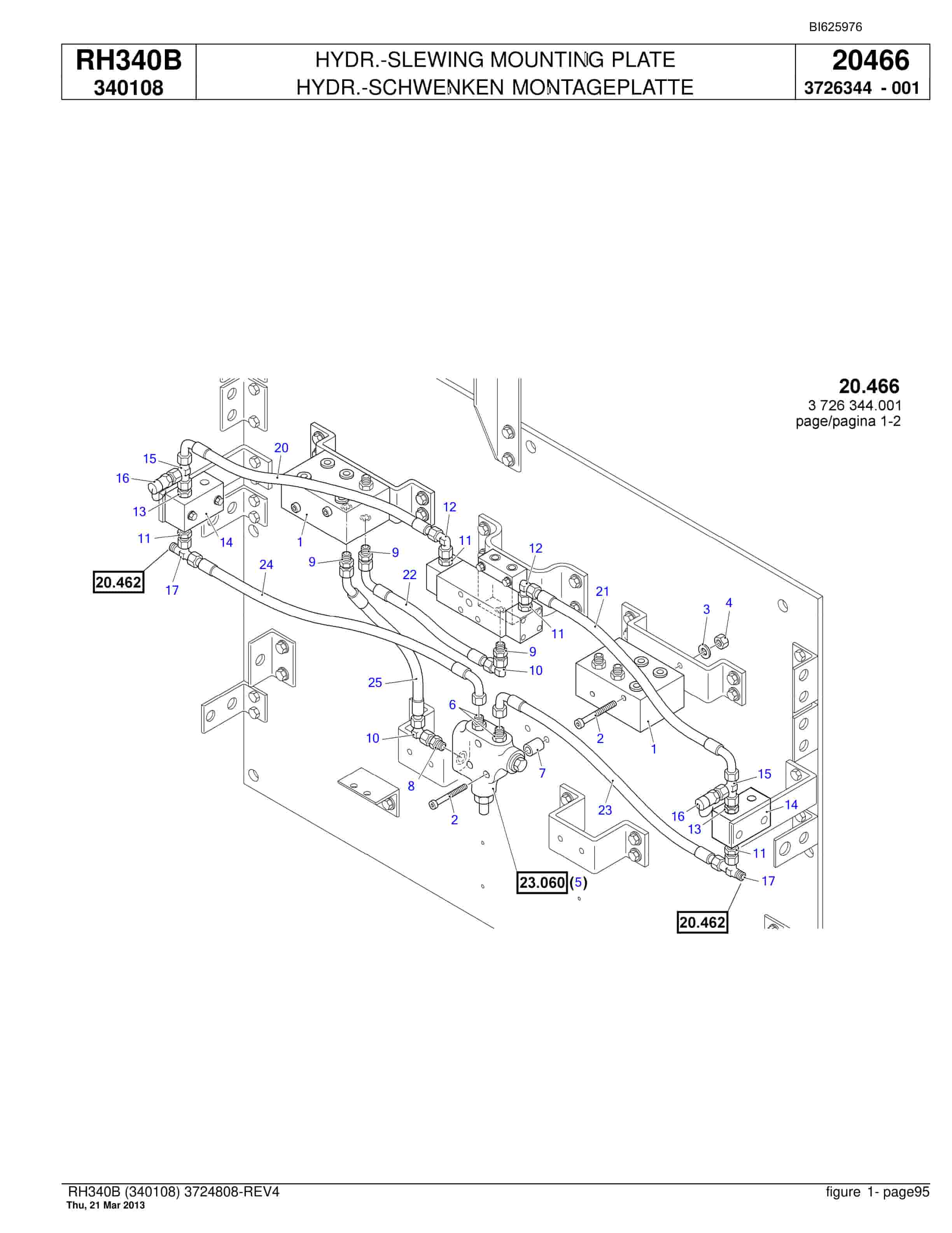 Bucyrus RH340B Hydraulic Excavator Parts Catalog BI625976-2