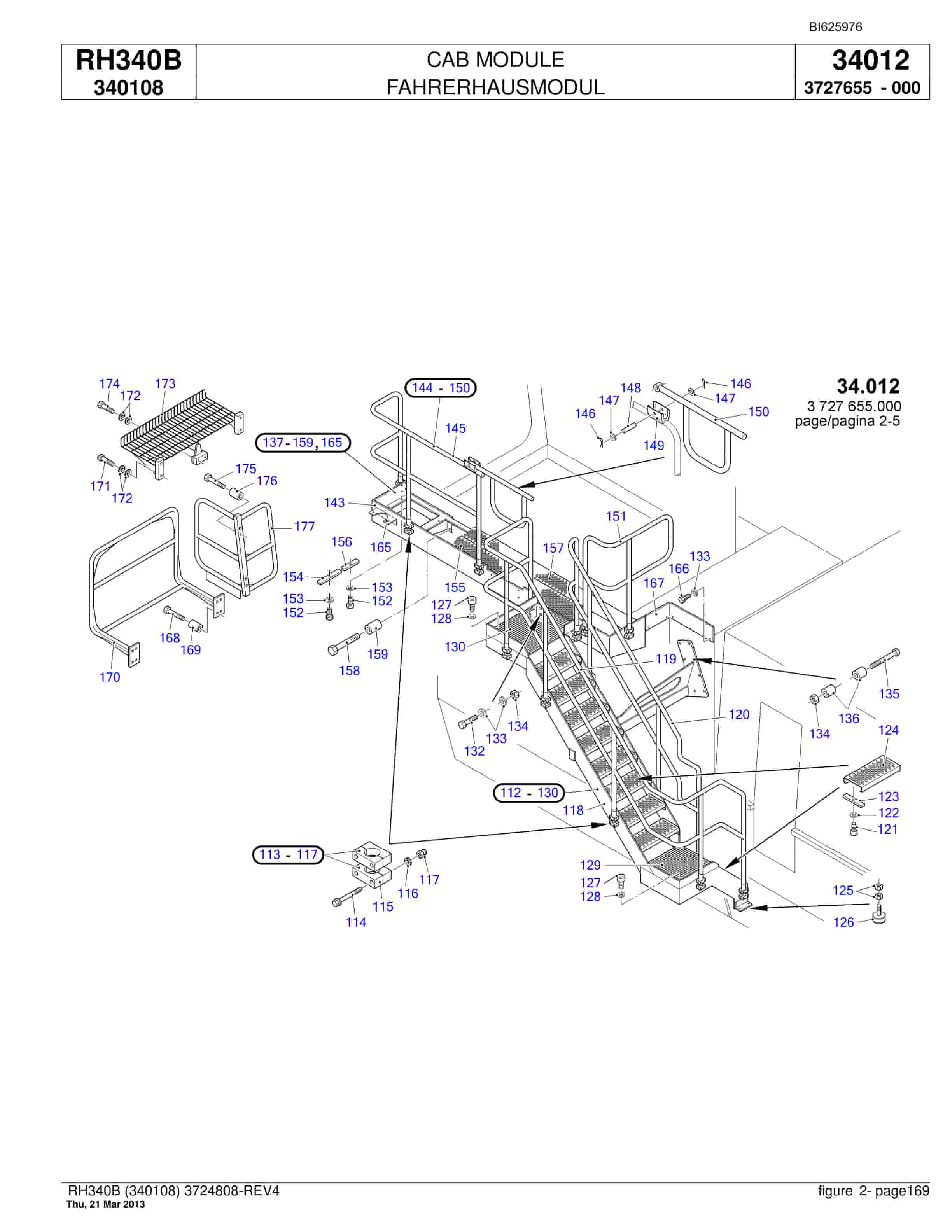 Bucyrus RH340B Hydraulic Excavator Parts Catalog BI625976-5