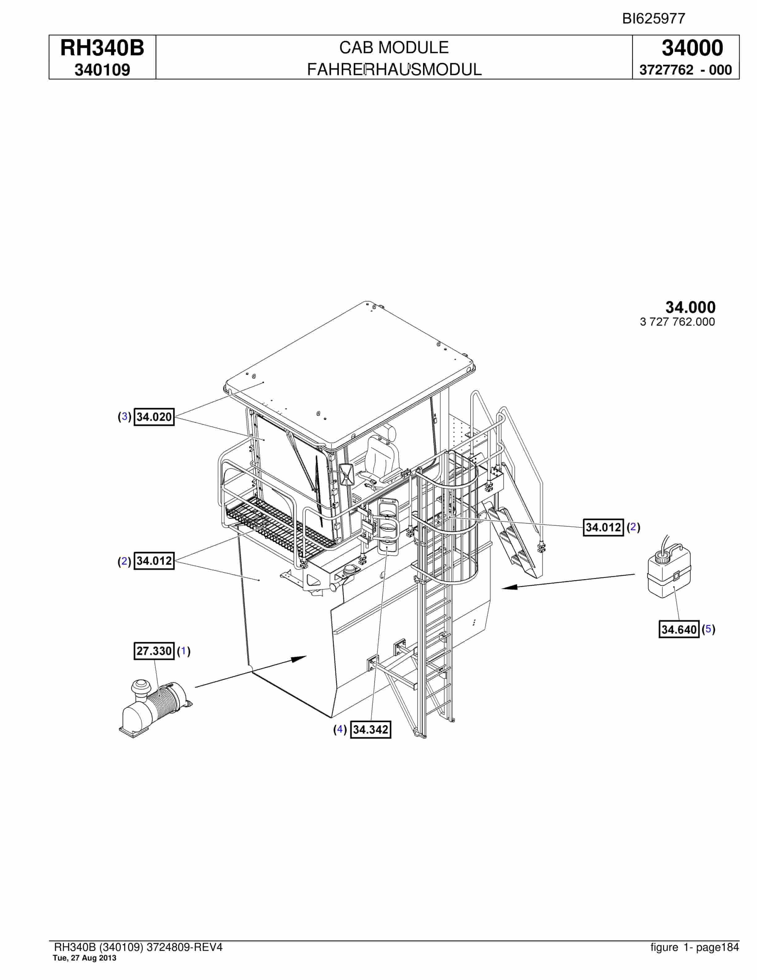 Bucyrus RH340B Hydraulic Excavator Parts Catalog BI625977-5