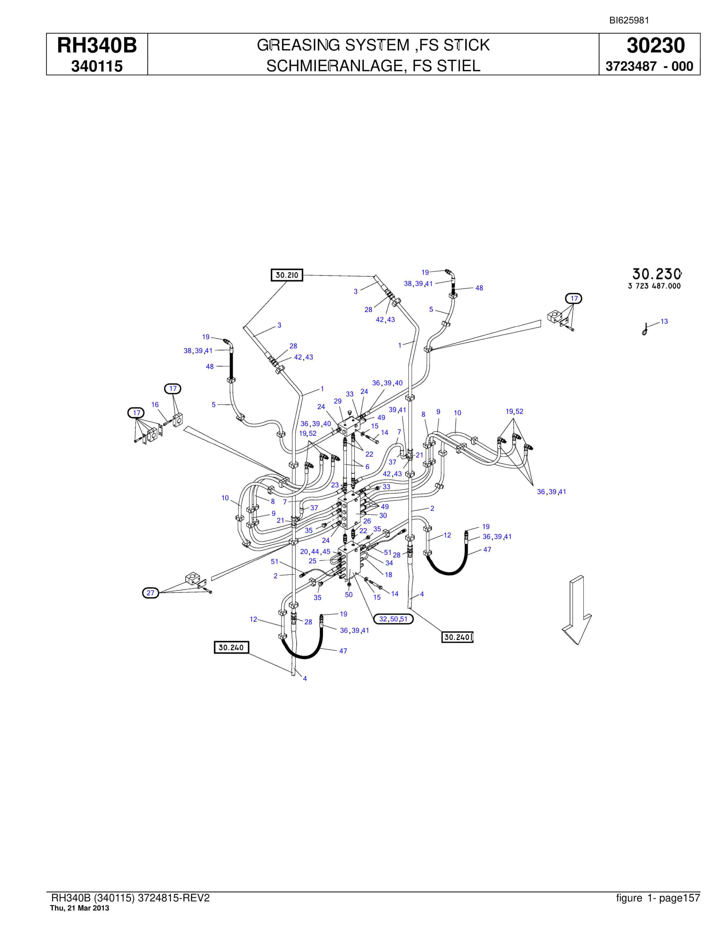 Bucyrus RH340B Hydraulic Excavator Parts Catalog BI625981-4