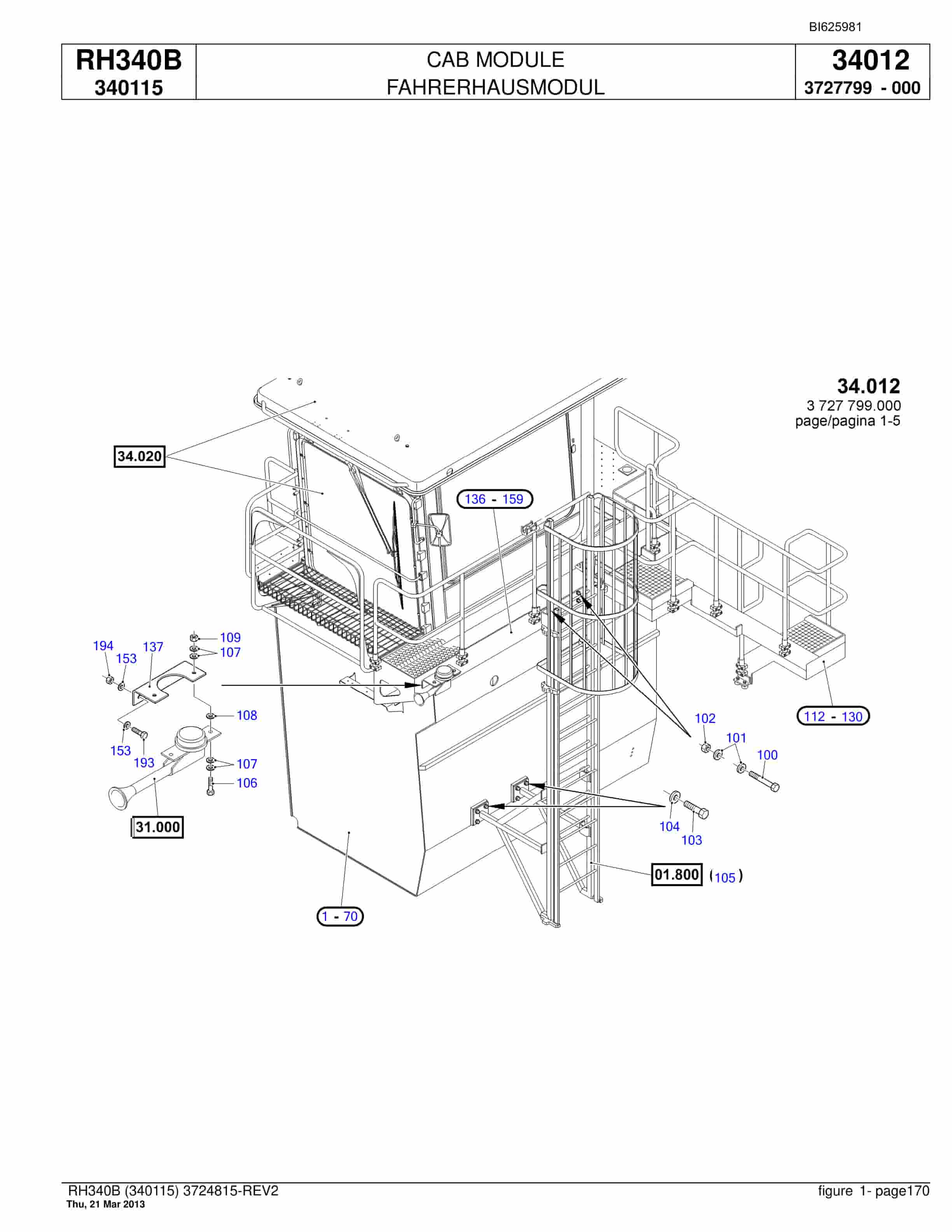 Bucyrus RH340B Hydraulic Excavator Parts Catalog BI625981-5