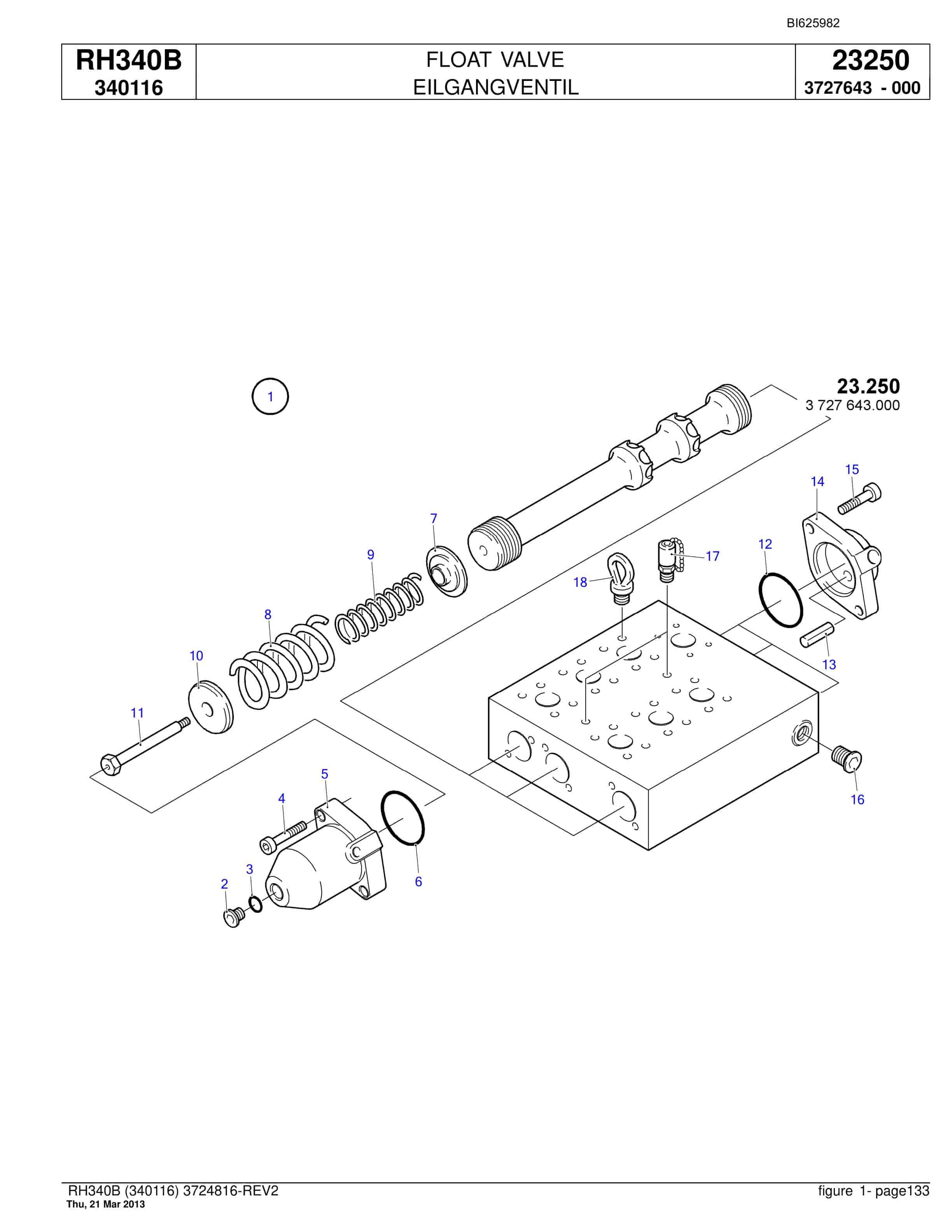 Bucyrus RH340B Hydraulic Excavator Parts Catalog BI625982-3