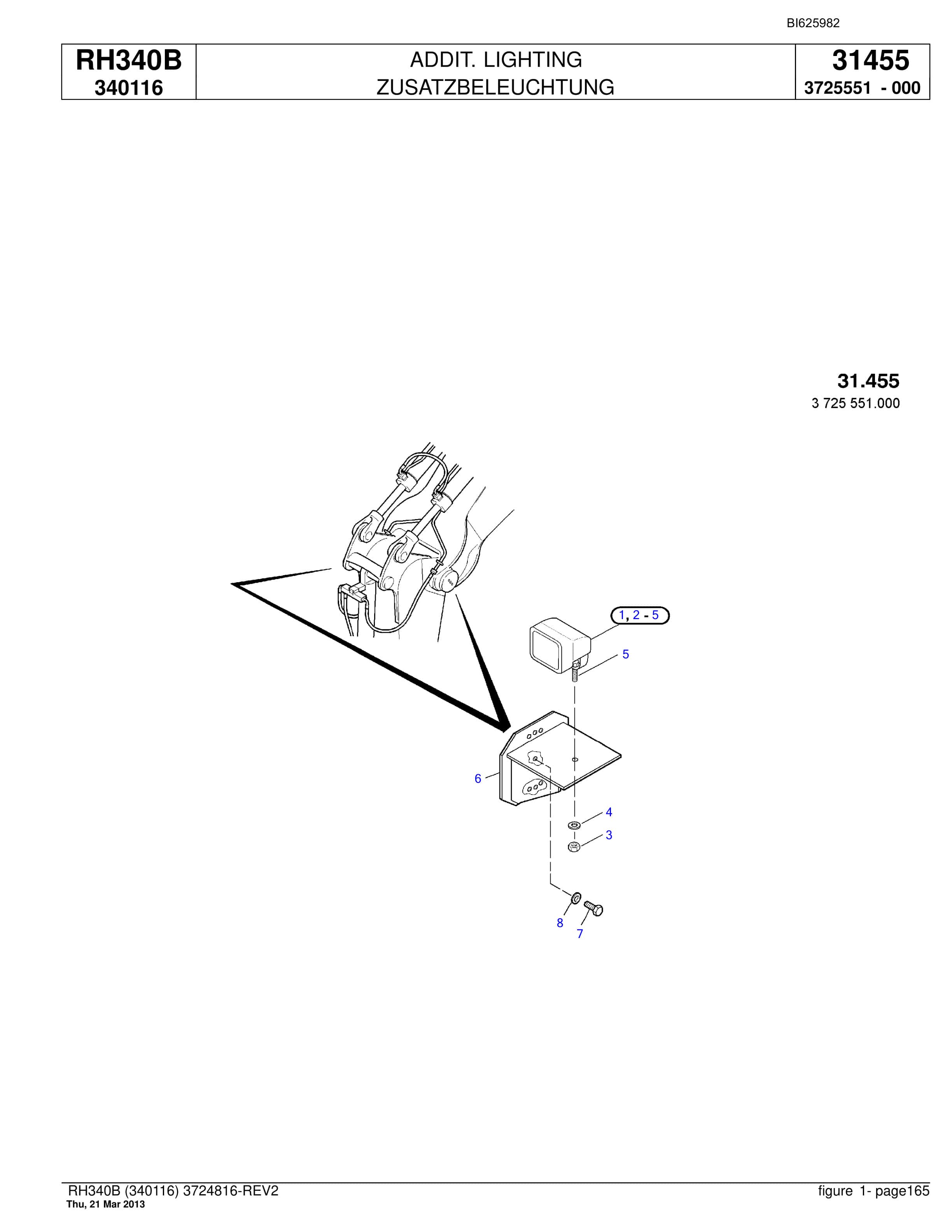 Bucyrus RH340B Hydraulic Excavator Parts Catalog BI625982-5