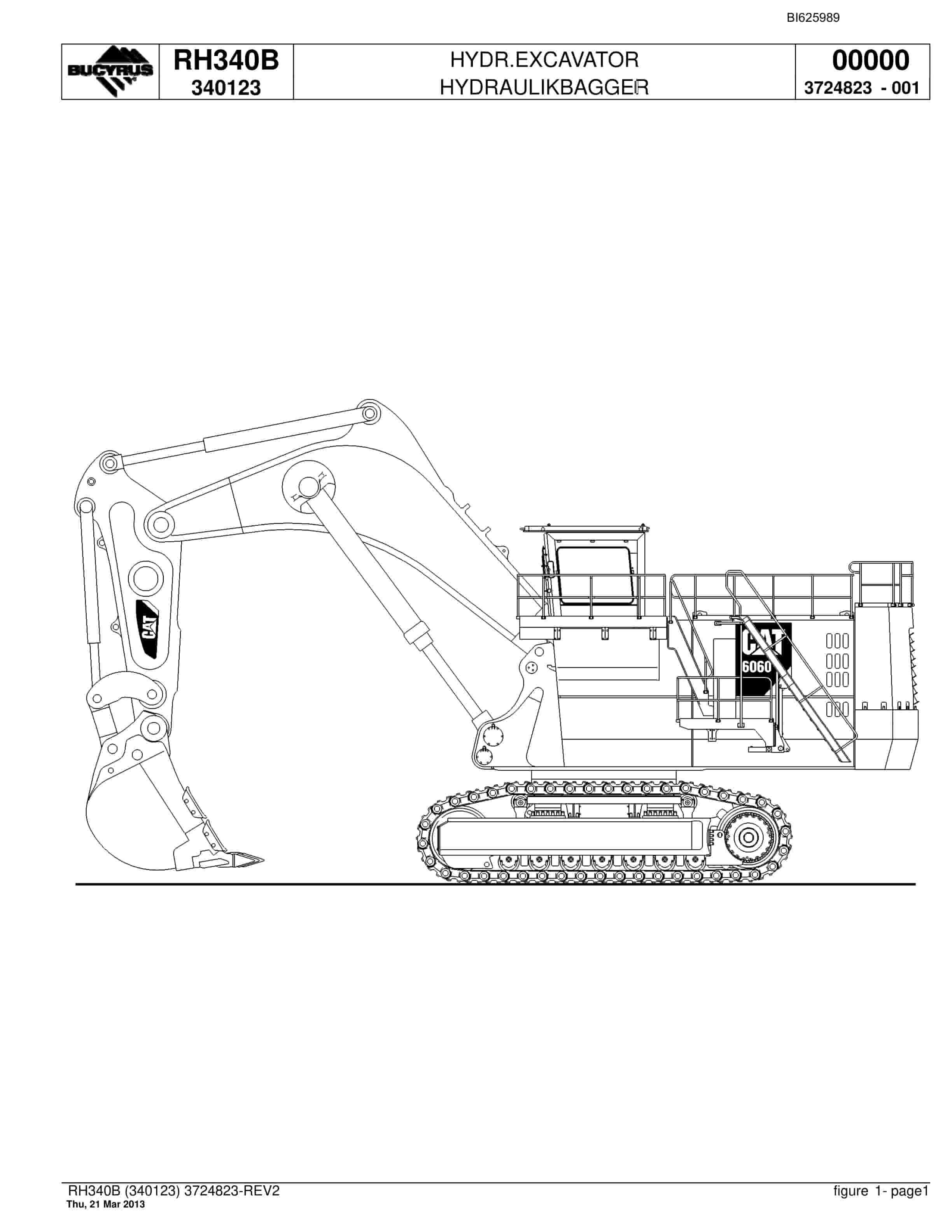 Bucyrus RH340B Hydraulic Excavator Parts Catalog BI625989