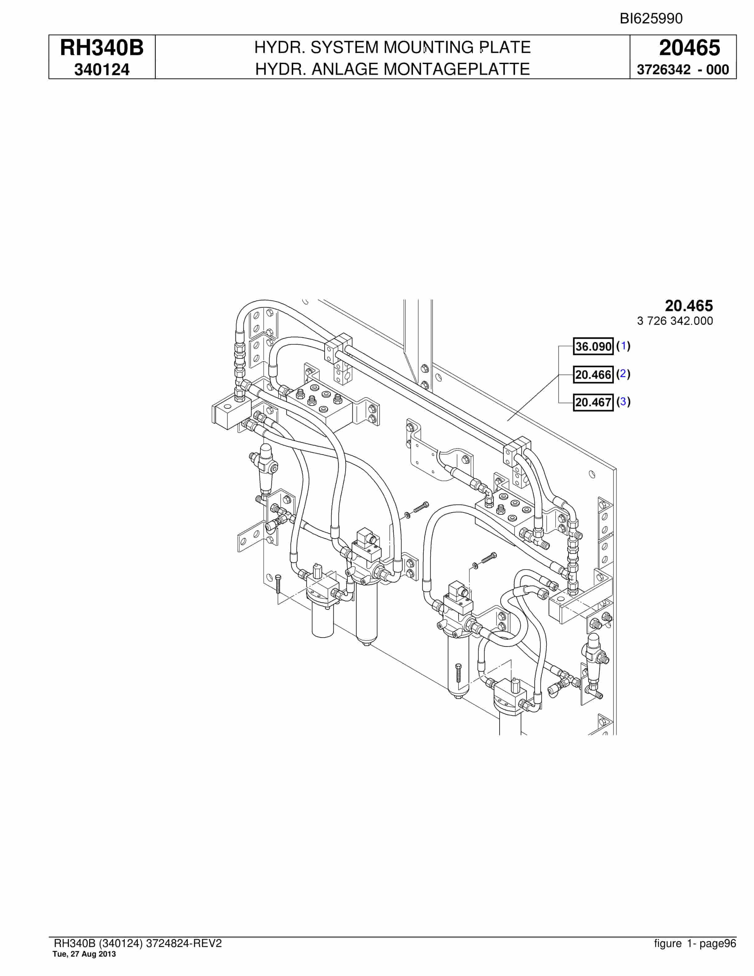 Bucyrus RH340B Hydraulic Excavator Parts Catalog BI625990-2