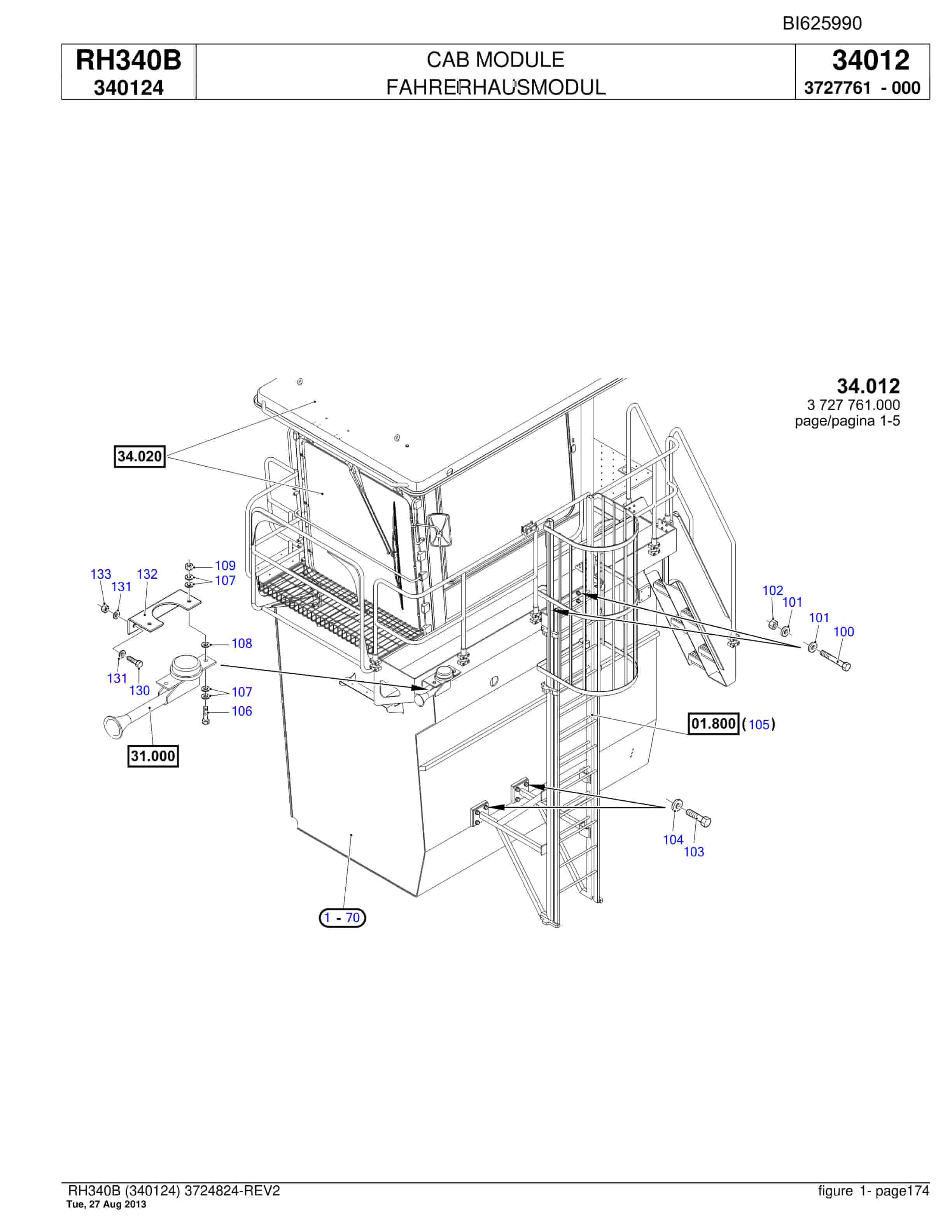 Bucyrus RH340B Hydraulic Excavator Parts Catalog BI625990-5