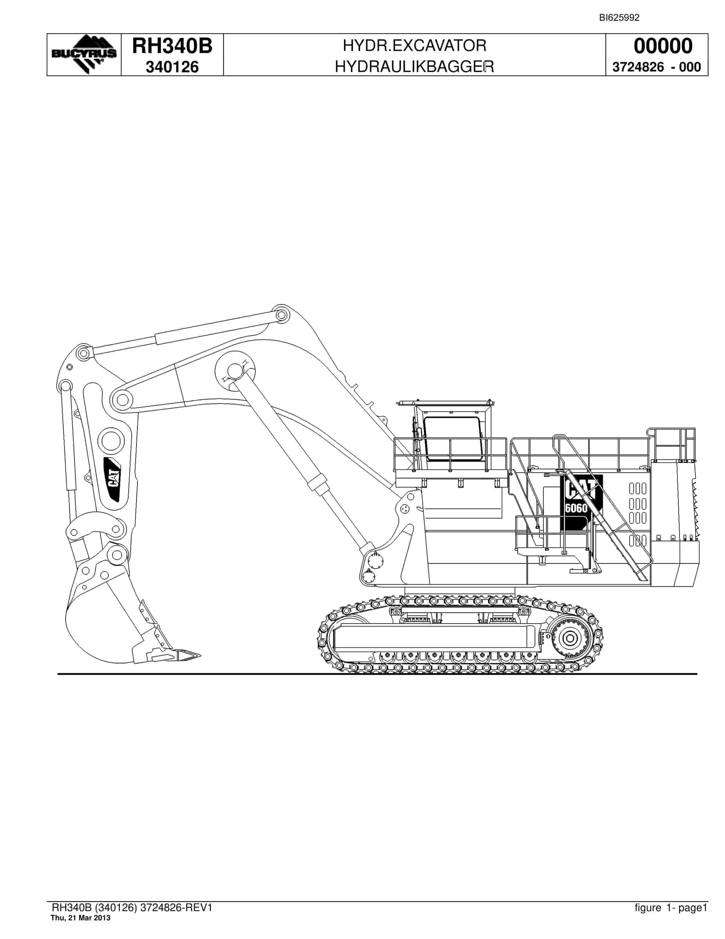 Bucyrus RH340B Hydraulic Excavator Parts Catalog BI625992