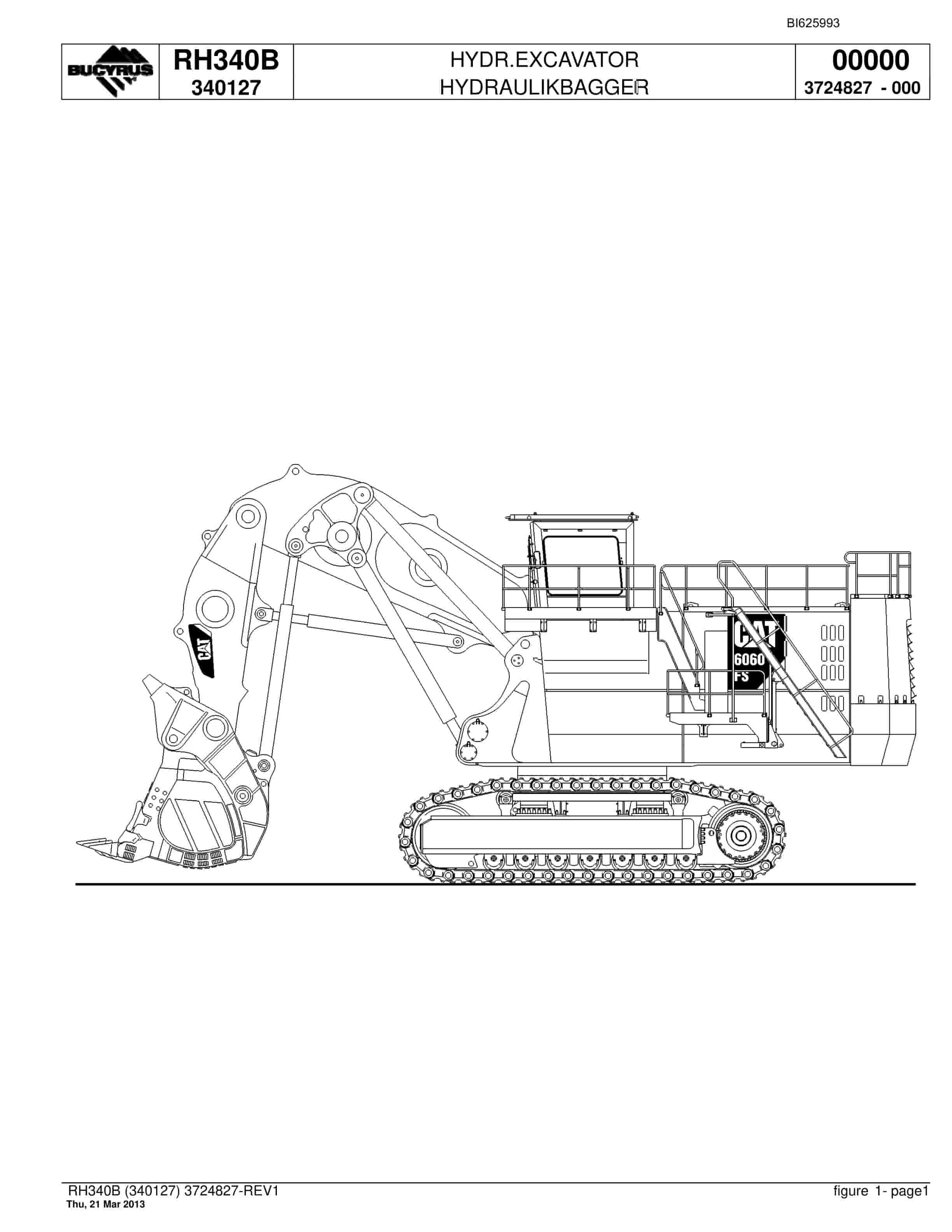 Bucyrus RH340B Hydraulic Excavator Parts Catalog BI625993