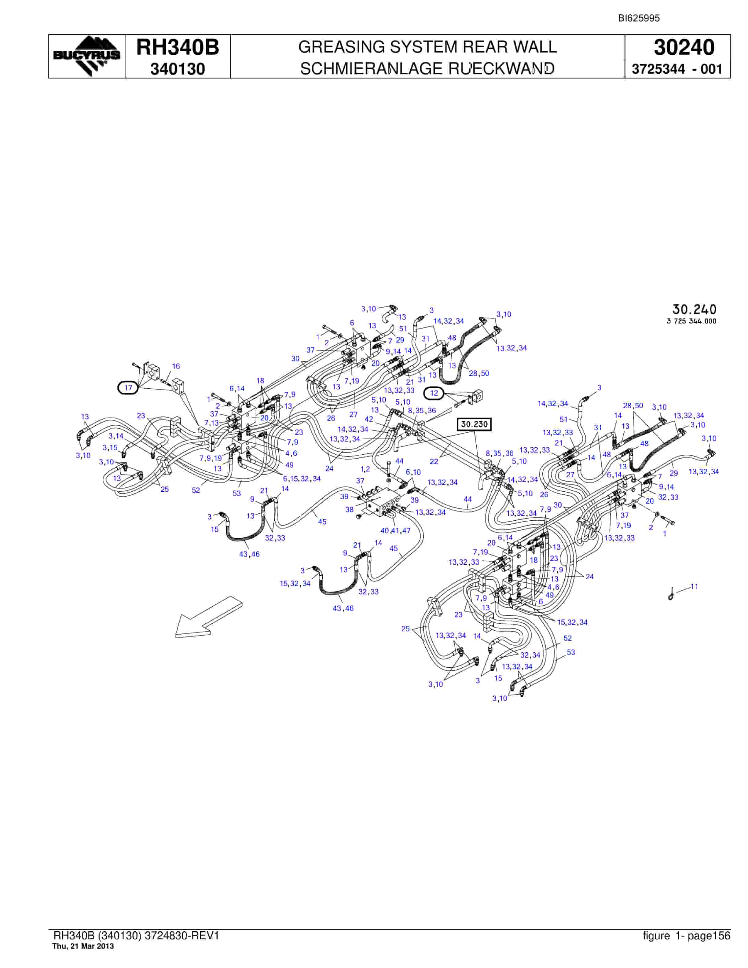 Bucyrus RH340B Hydraulic Excavator Parts Catalog BI625995-4