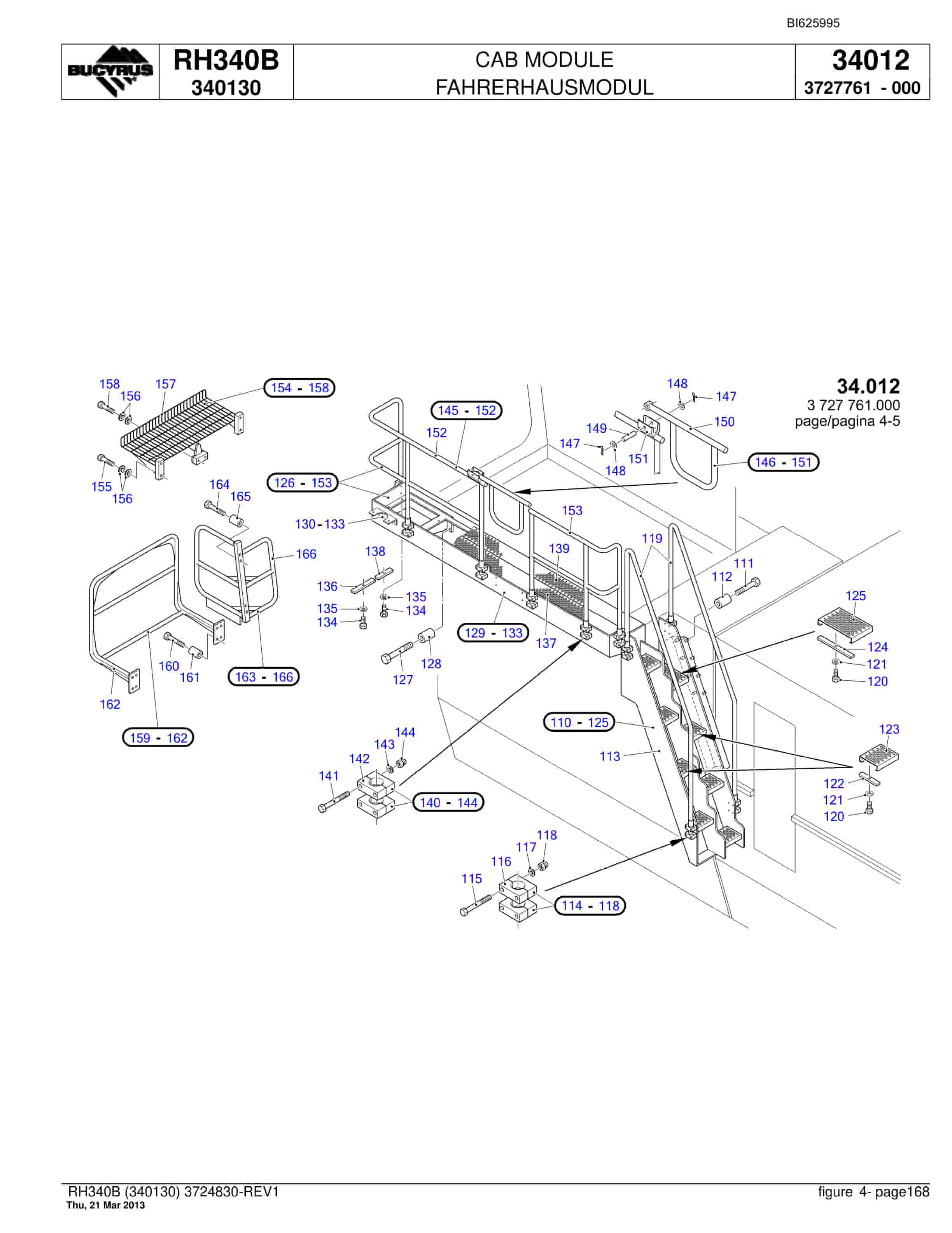 Bucyrus RH340B Hydraulic Excavator Parts Catalog BI625995-5