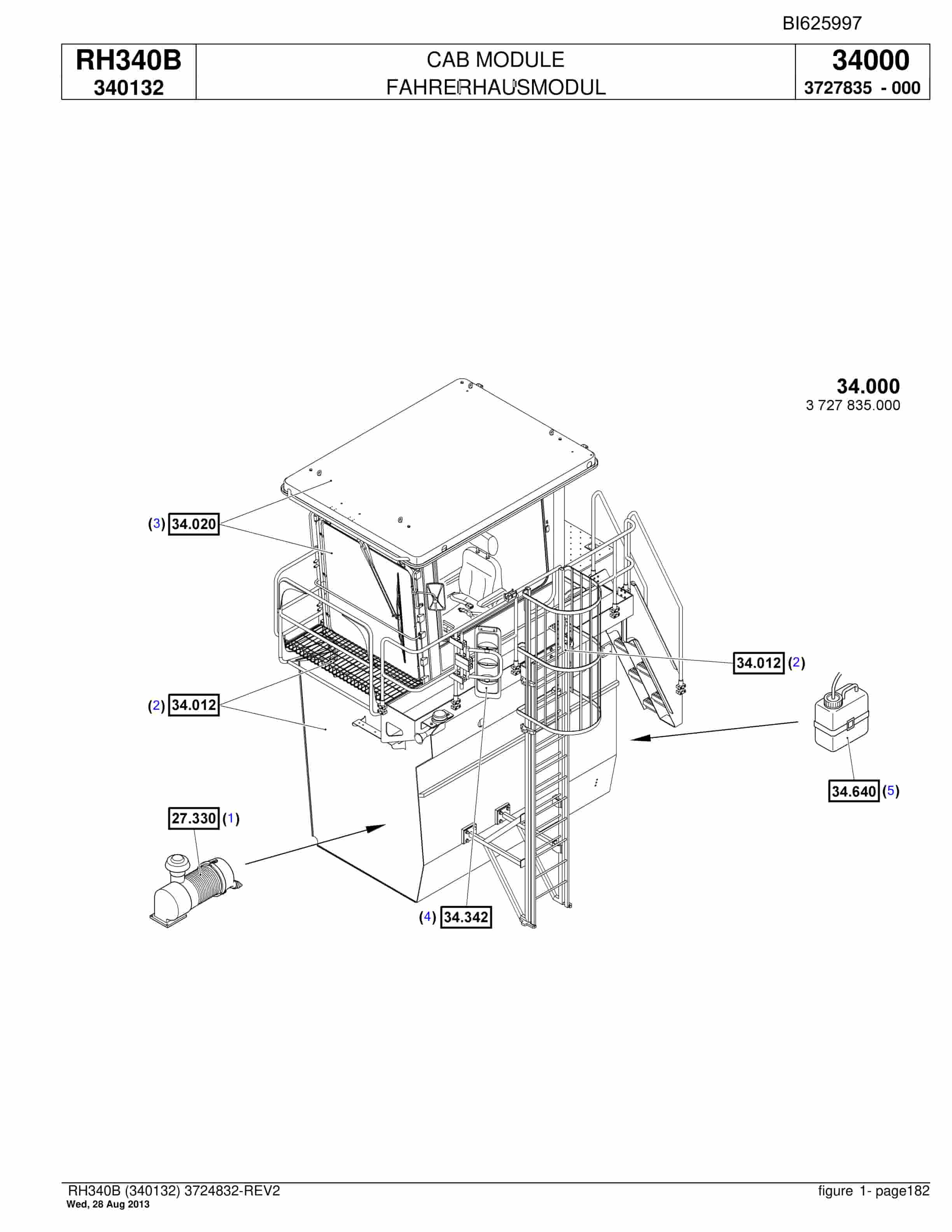 Bucyrus RH340B Hydraulic Excavator Parts Catalog BI625997-5