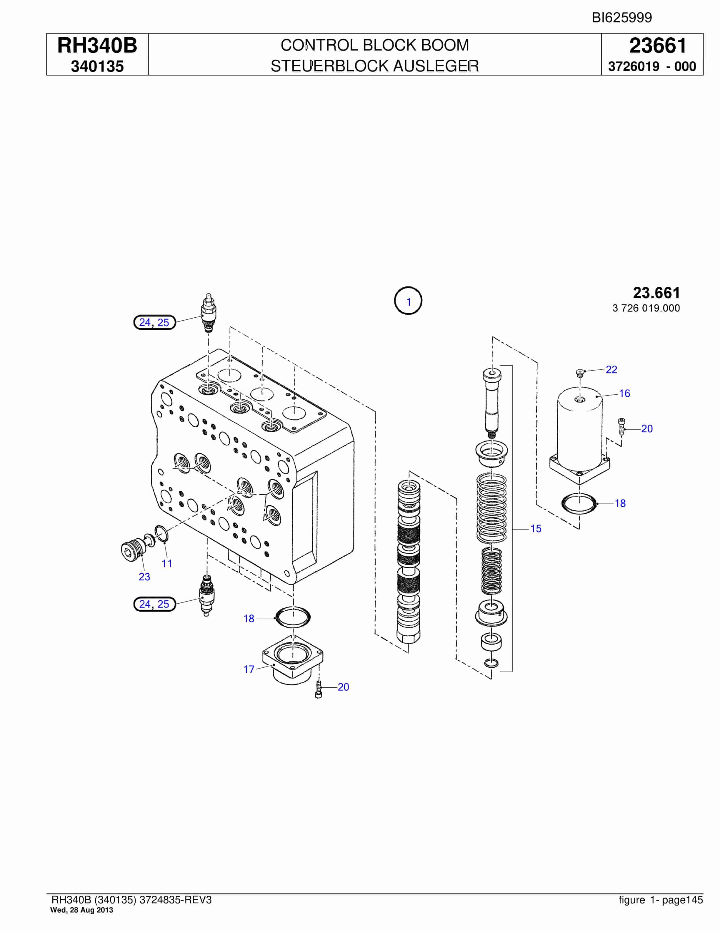 Bucyrus RH340B Hydraulic Excavator Parts Catalog BI625999-3