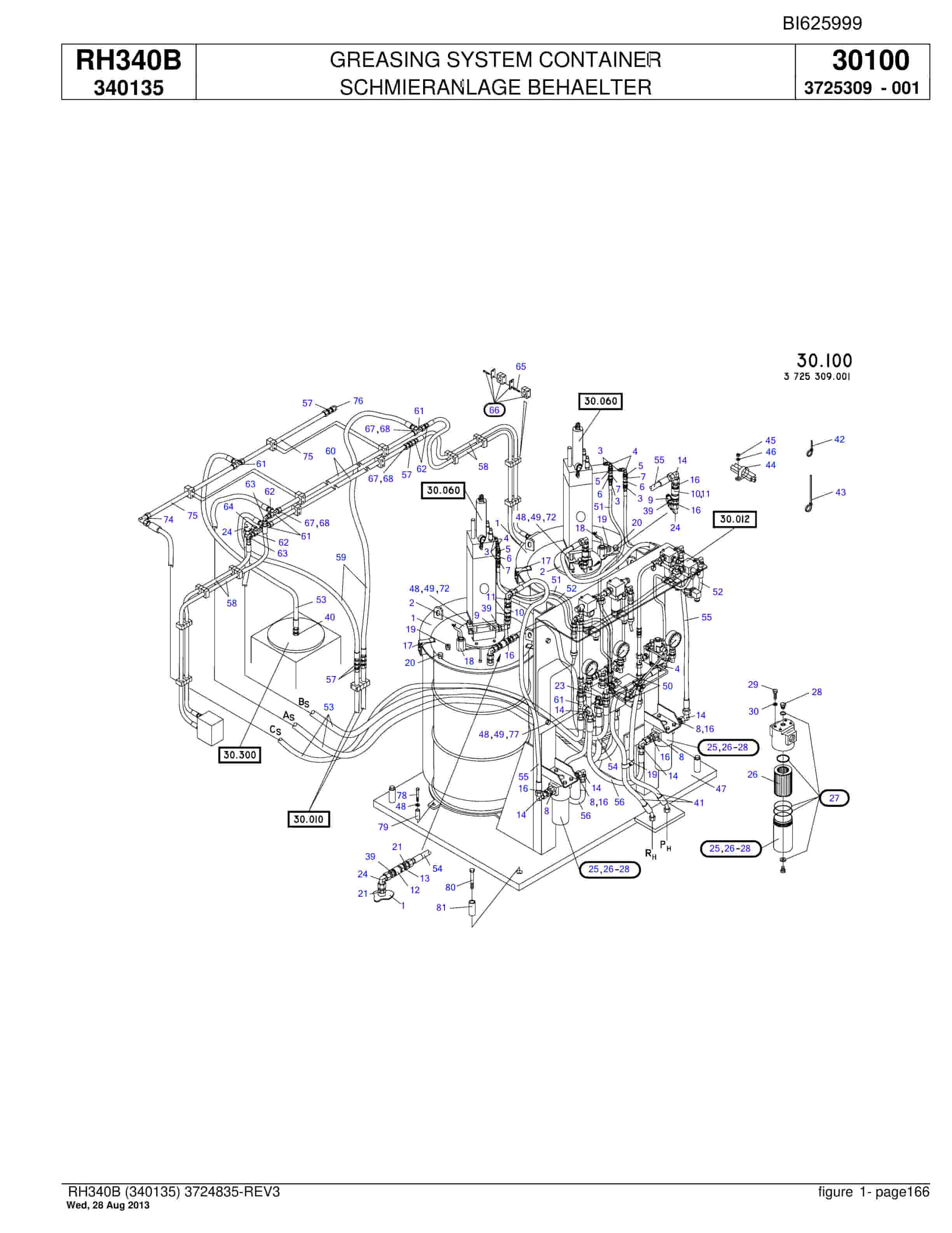 Bucyrus RH340B Hydraulic Excavator Parts Catalog BI625999-4