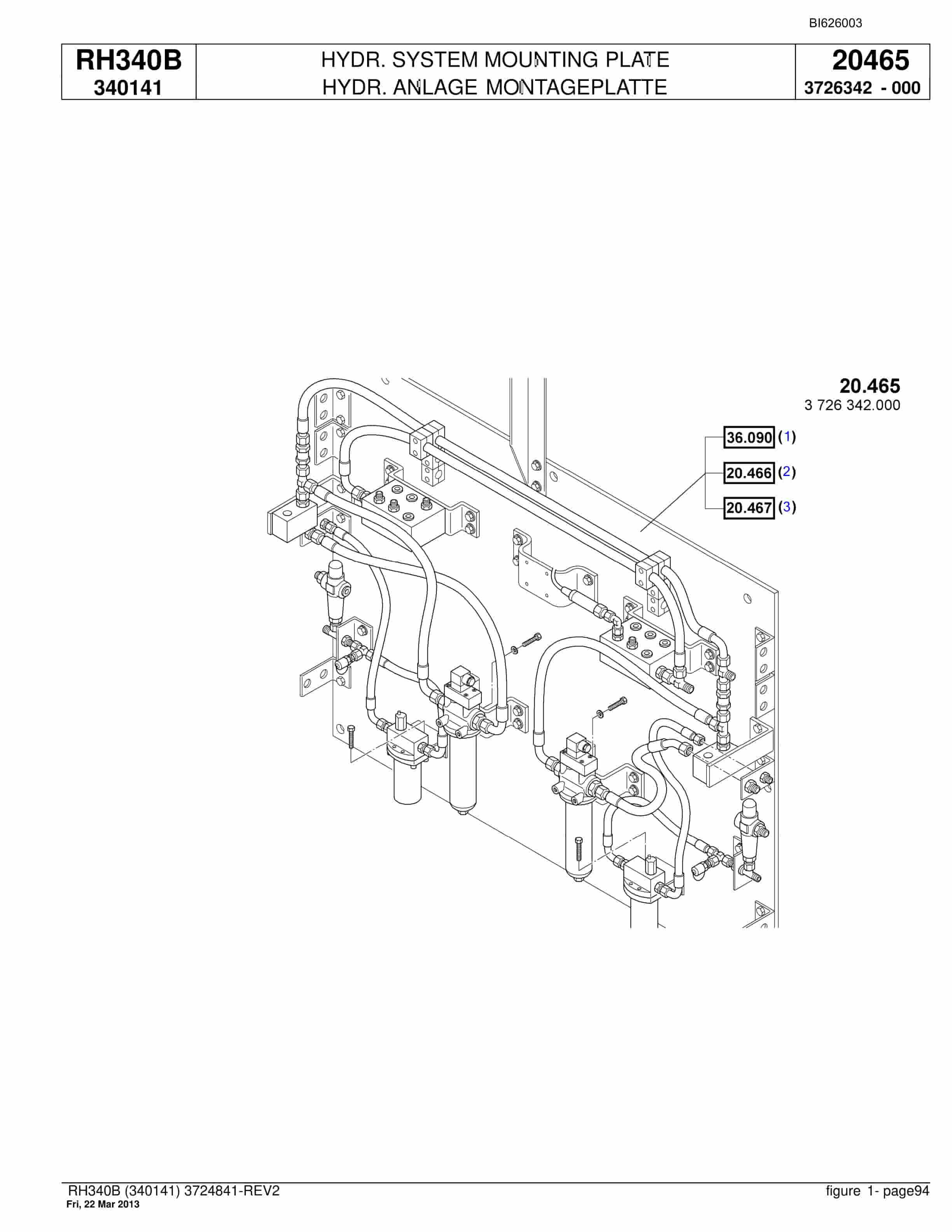 Bucyrus RH340B Hydraulic Excavator Parts Catalog BI626003-2