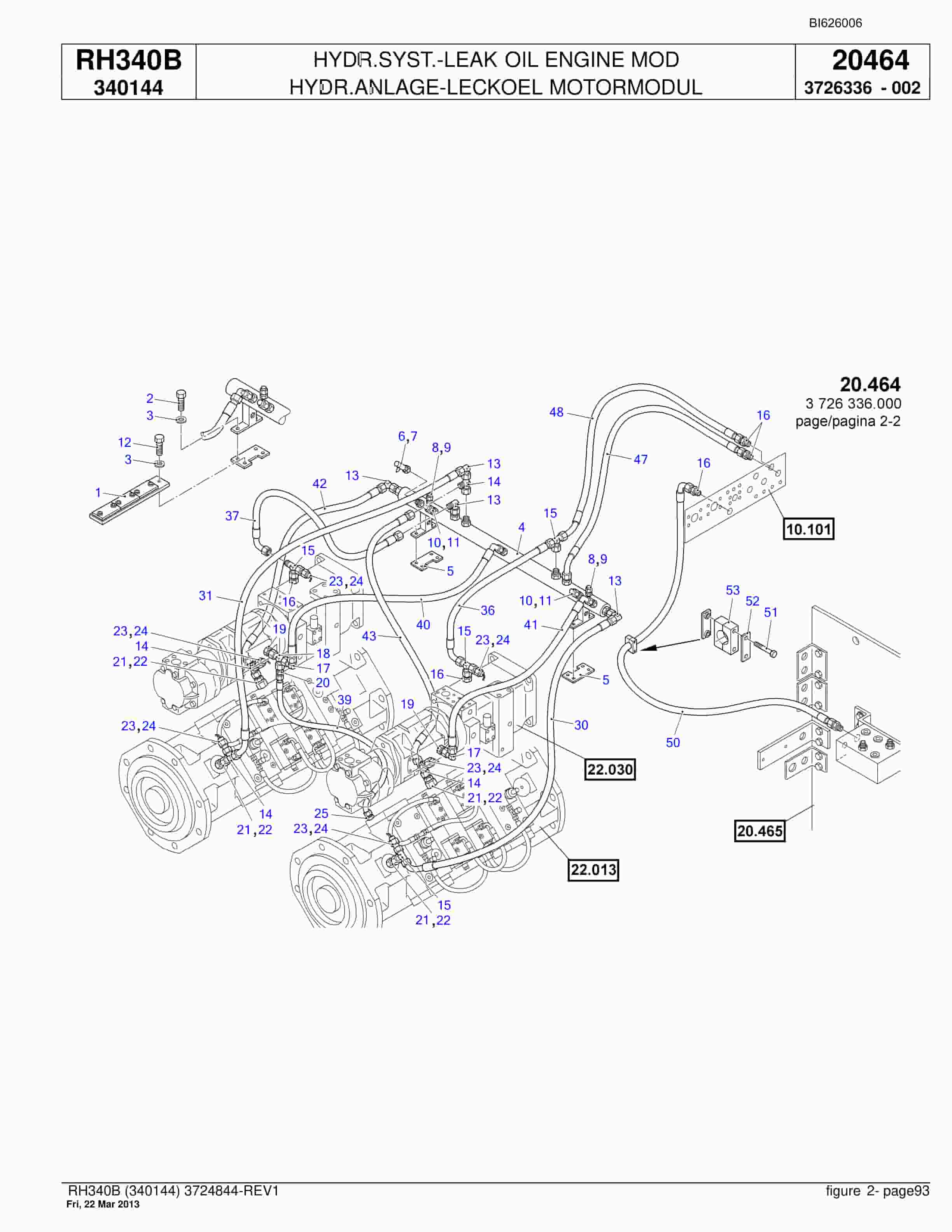 Bucyrus RH340B Hydraulic Excavator Parts Catalog BI626006-2