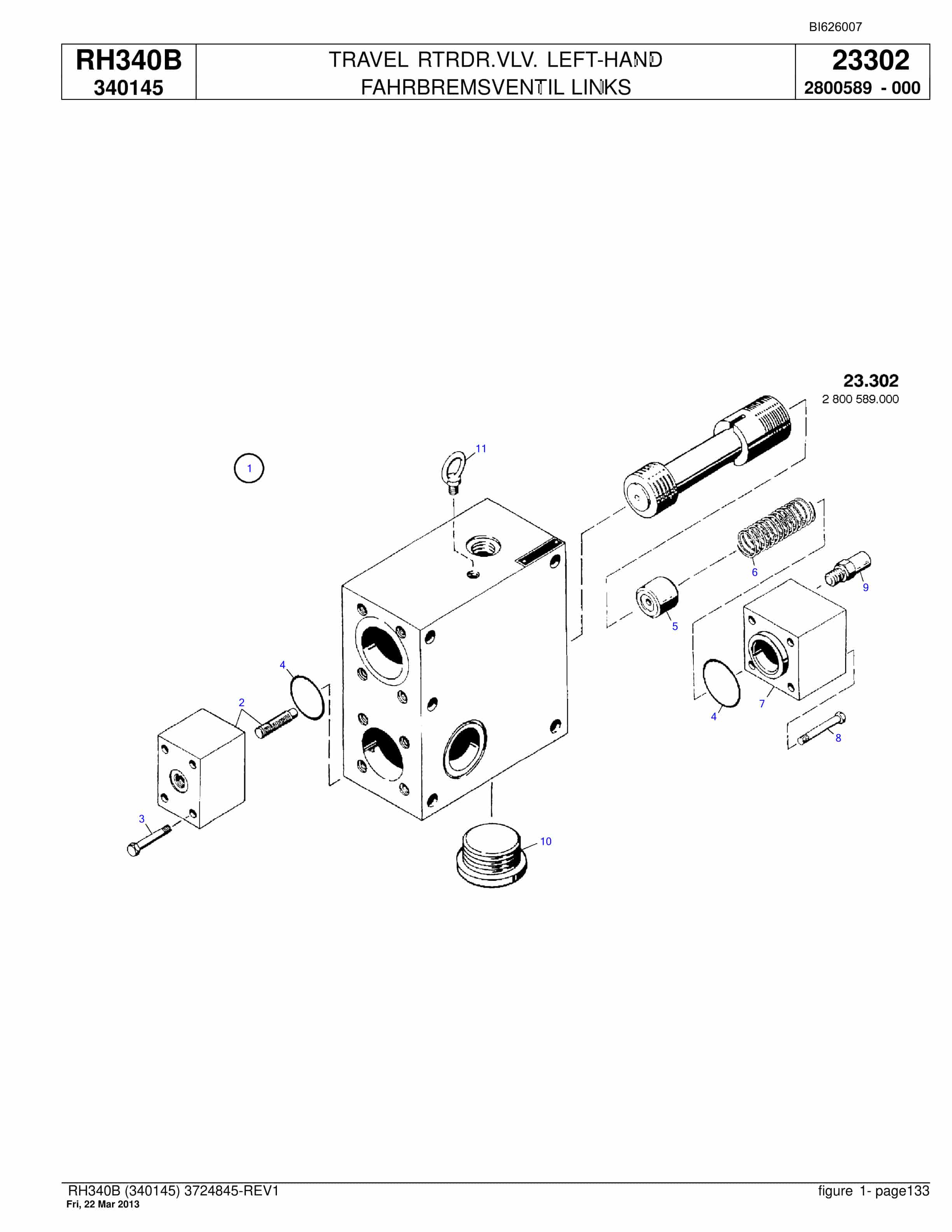 Bucyrus RH340B Hydraulic Excavator Parts Catalog BI626007-3
