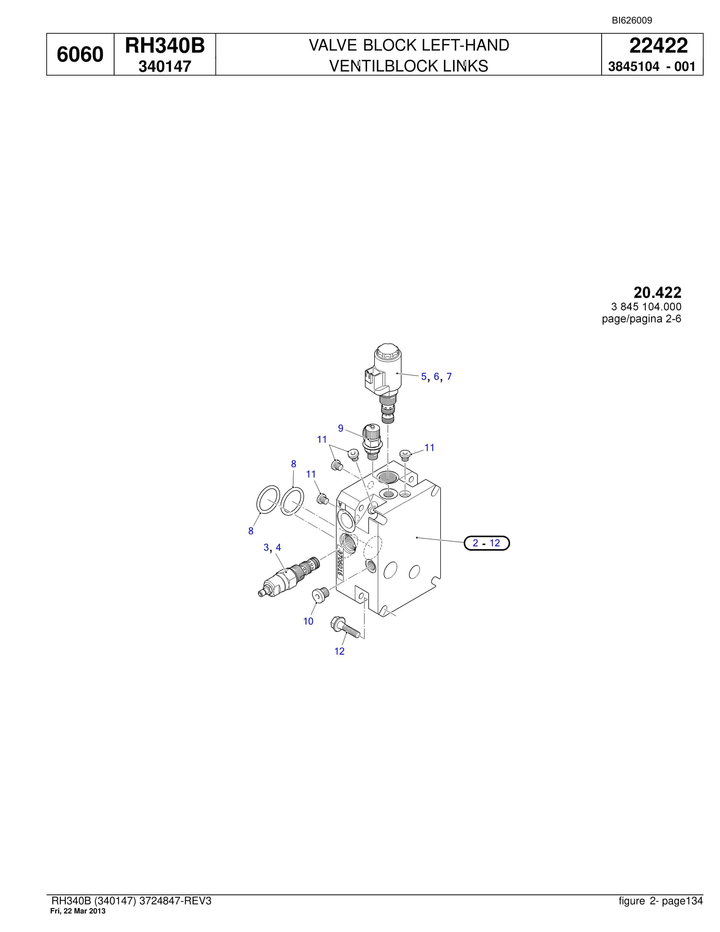 Bucyrus RH340B Hydraulic Excavator Parts Catalog BI626009-3