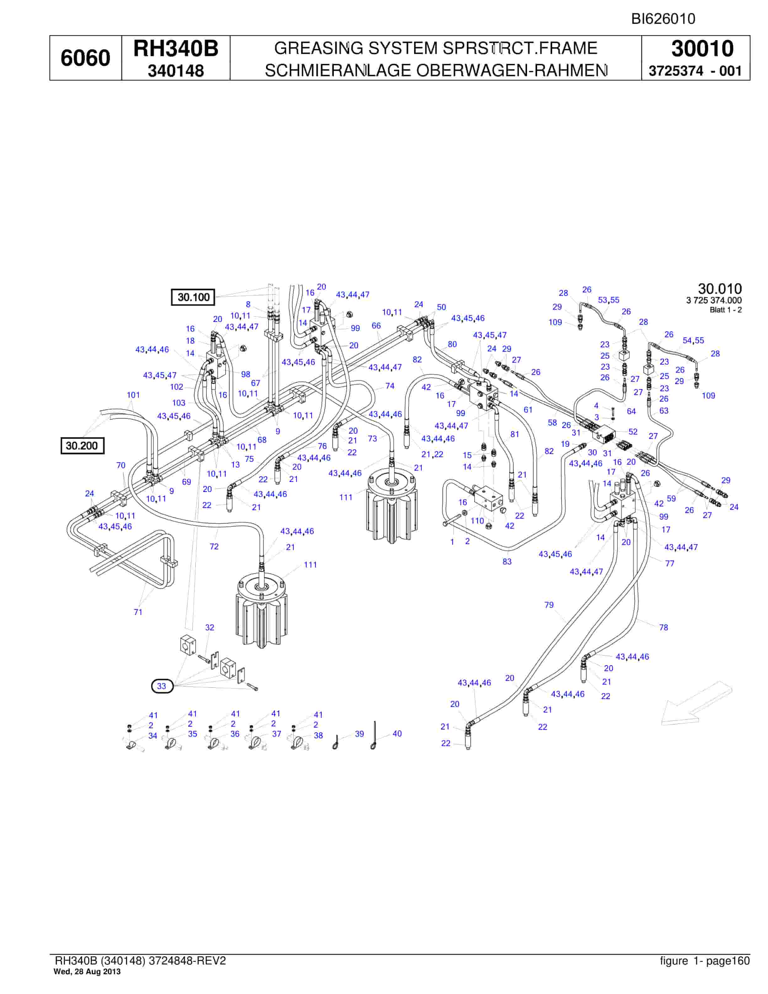 Bucyrus RH340B Hydraulic Excavator Parts Catalog BI626010-4